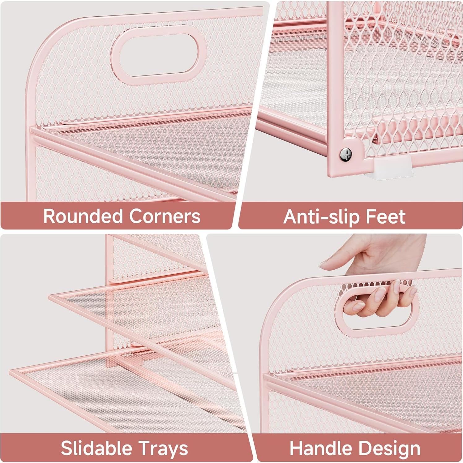 Organizador de Papel Kinkota Rosa 5 Niveles Malla Metal