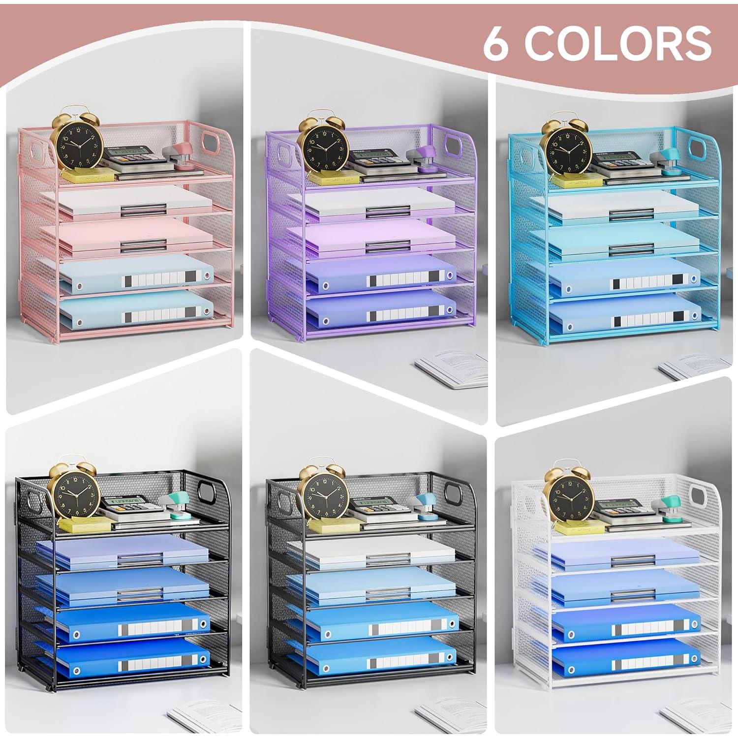 Organizador de Papel Kinkota Rosa 5 Niveles Malla Metal