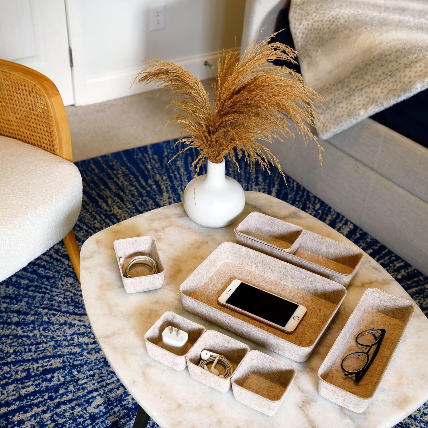 Organizador de Cajón de Escritorio Welaxy 8 Piezas Beige Avena