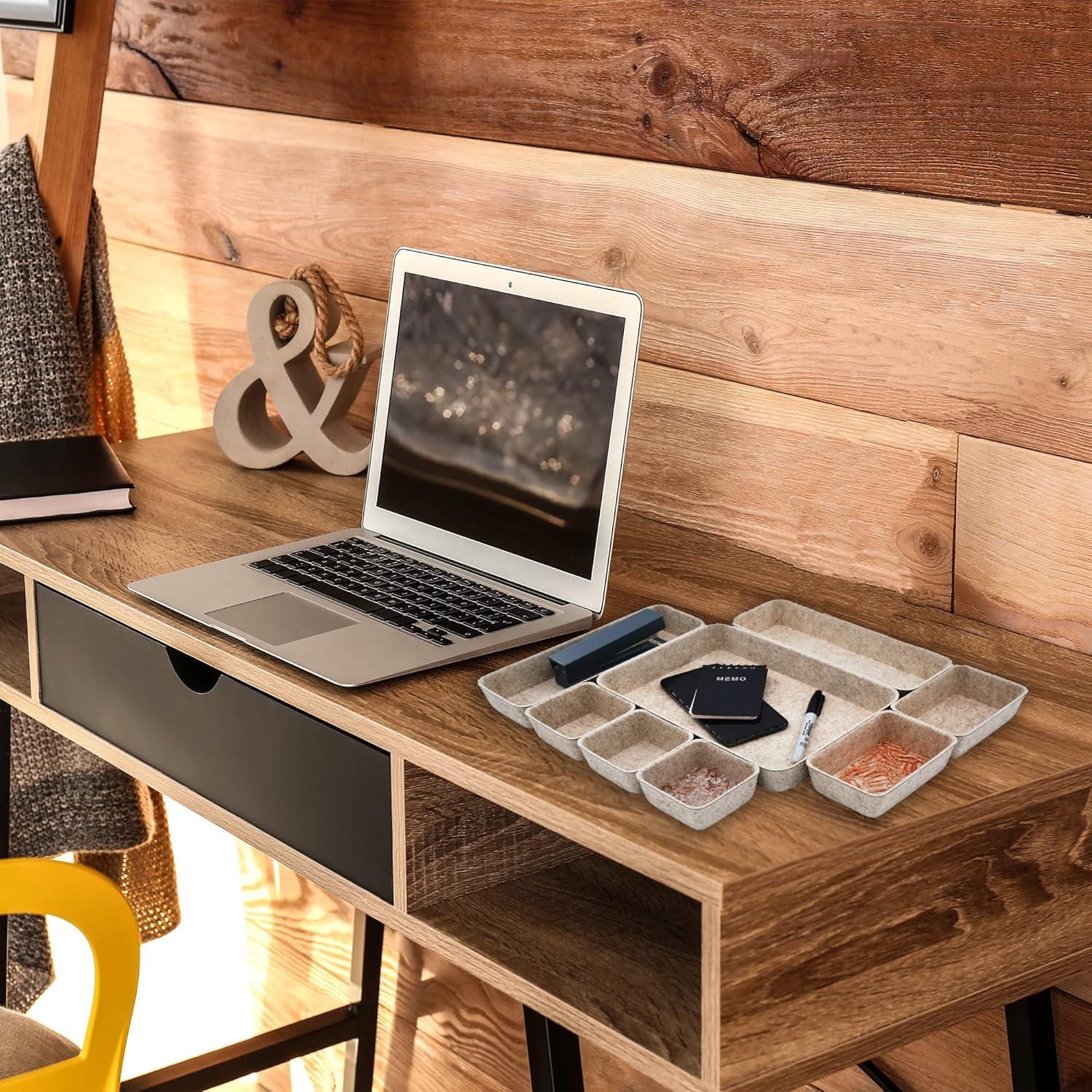 Organizador de Cajón de Escritorio Welaxy 8 Piezas Beige Avena