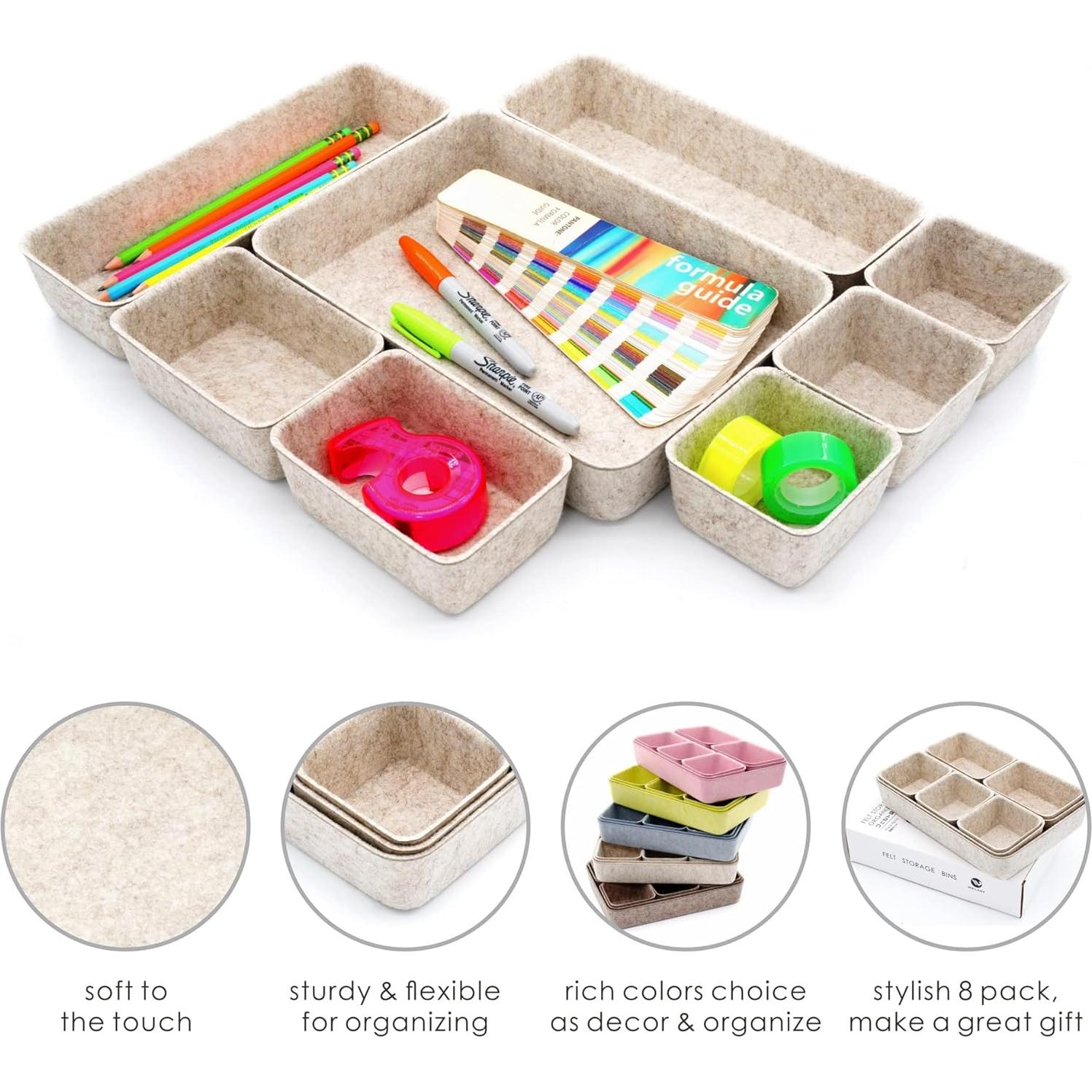 Organizador de Cajón de Escritorio Welaxy 8 Piezas Beige Avena