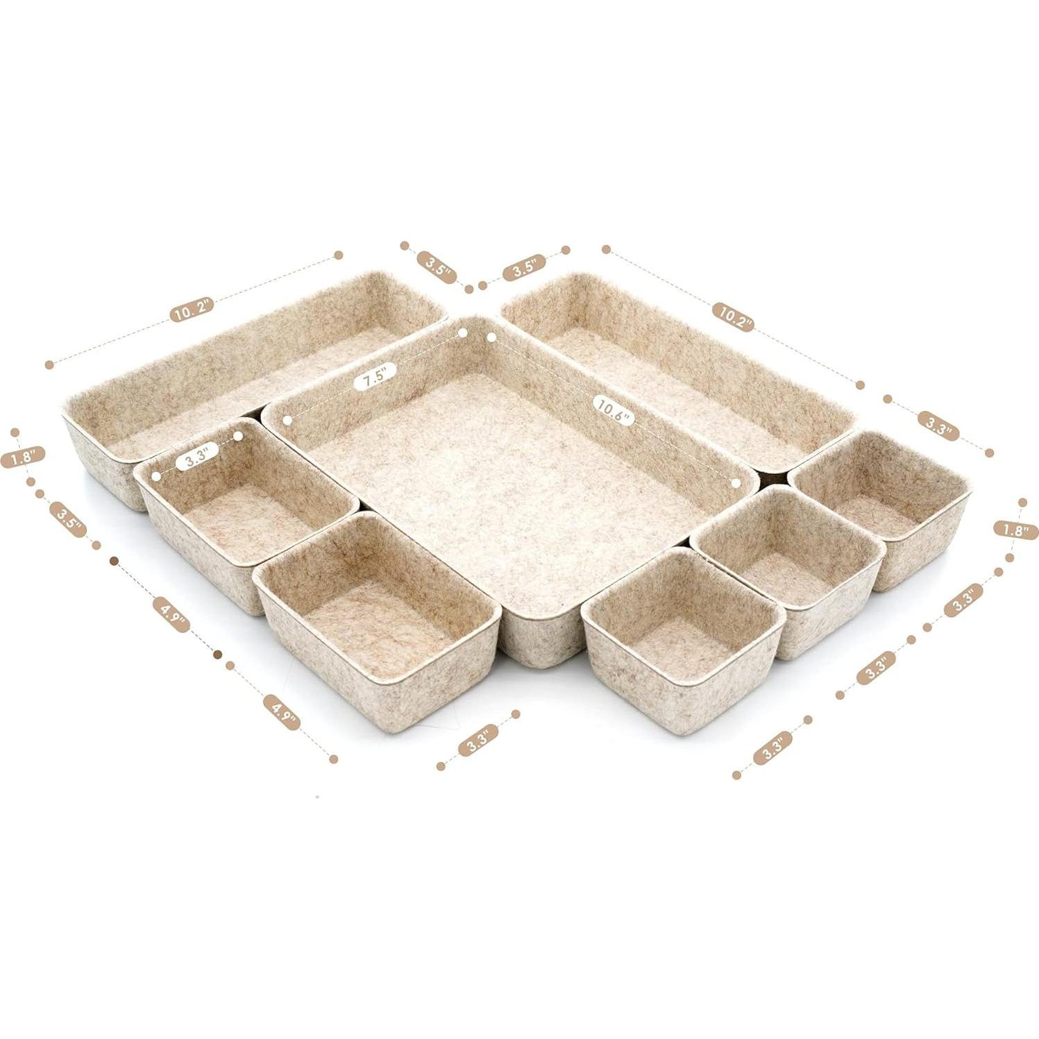 Organizador de Cajón de Escritorio Welaxy 8 Piezas Beige Avena