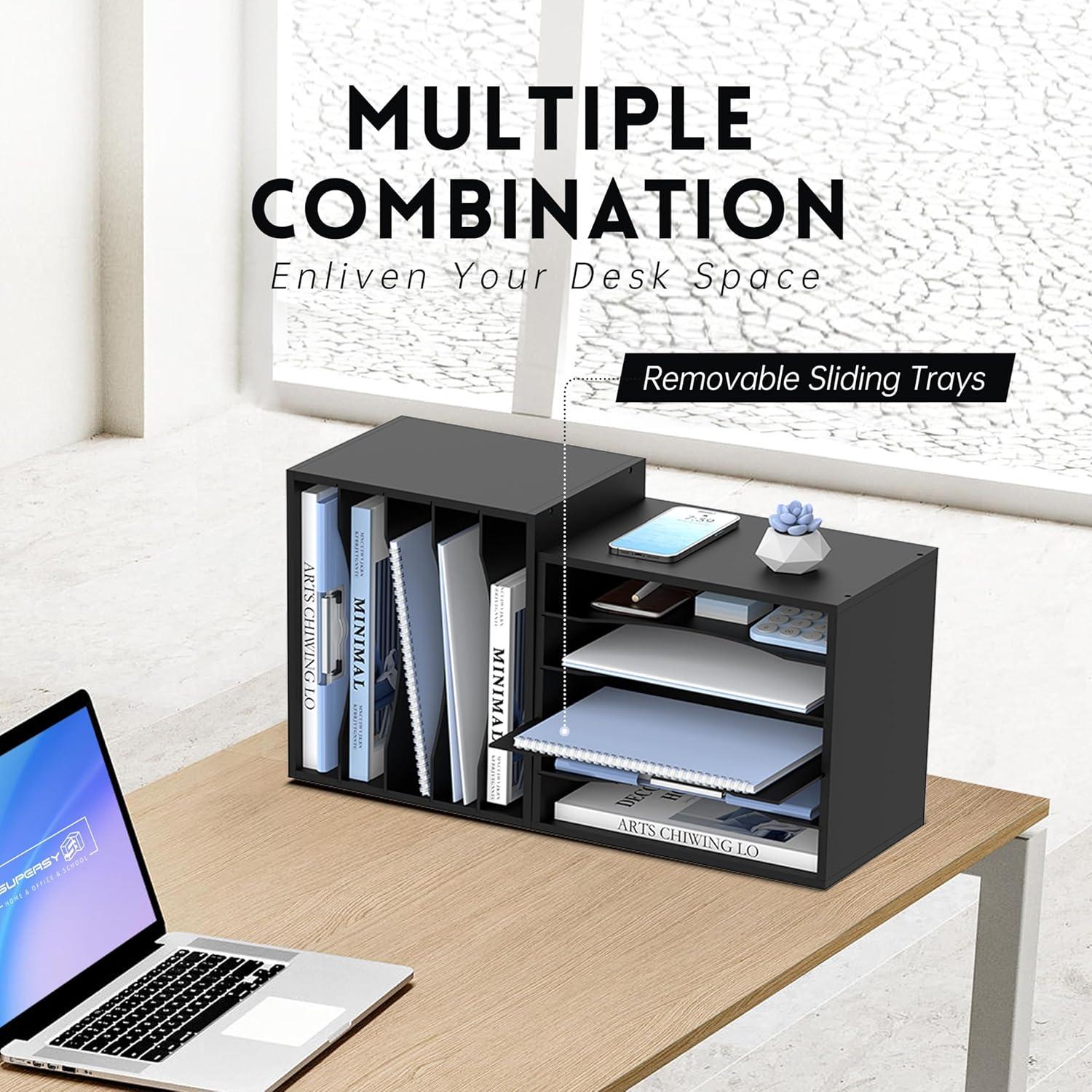 Organizador de Escritorio SUPEASY de Madera 5 Niveles Negro