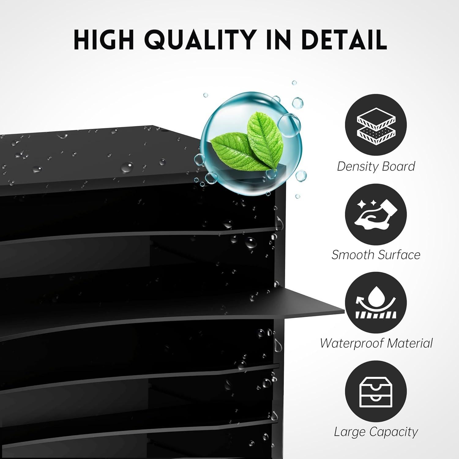 Organizador de Escritorio SUPEASY de Madera 5 Niveles Negro