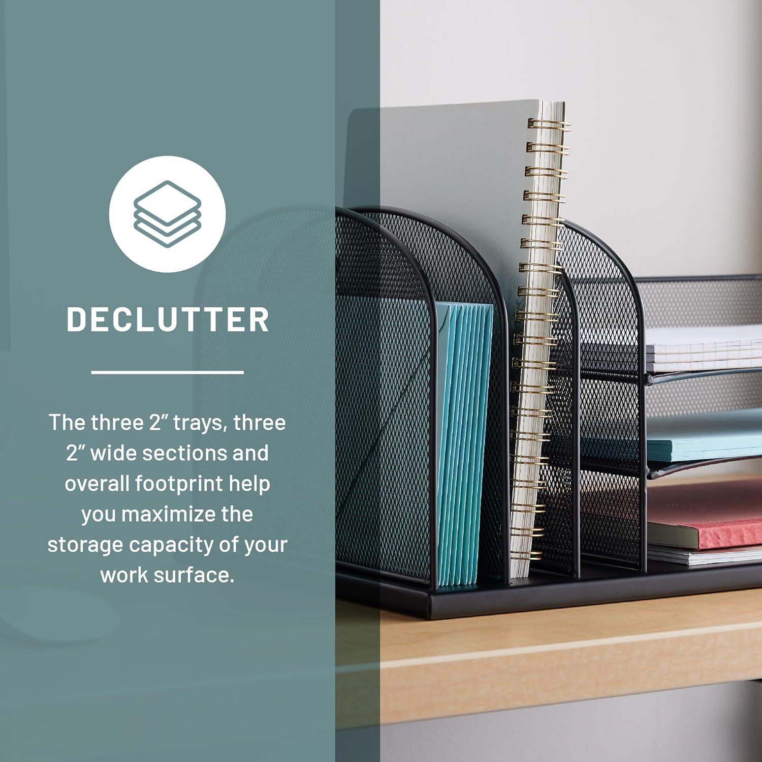 Organizador de Escritorio Safco Onyx, 3 Bandejas y 3 Clasificadores