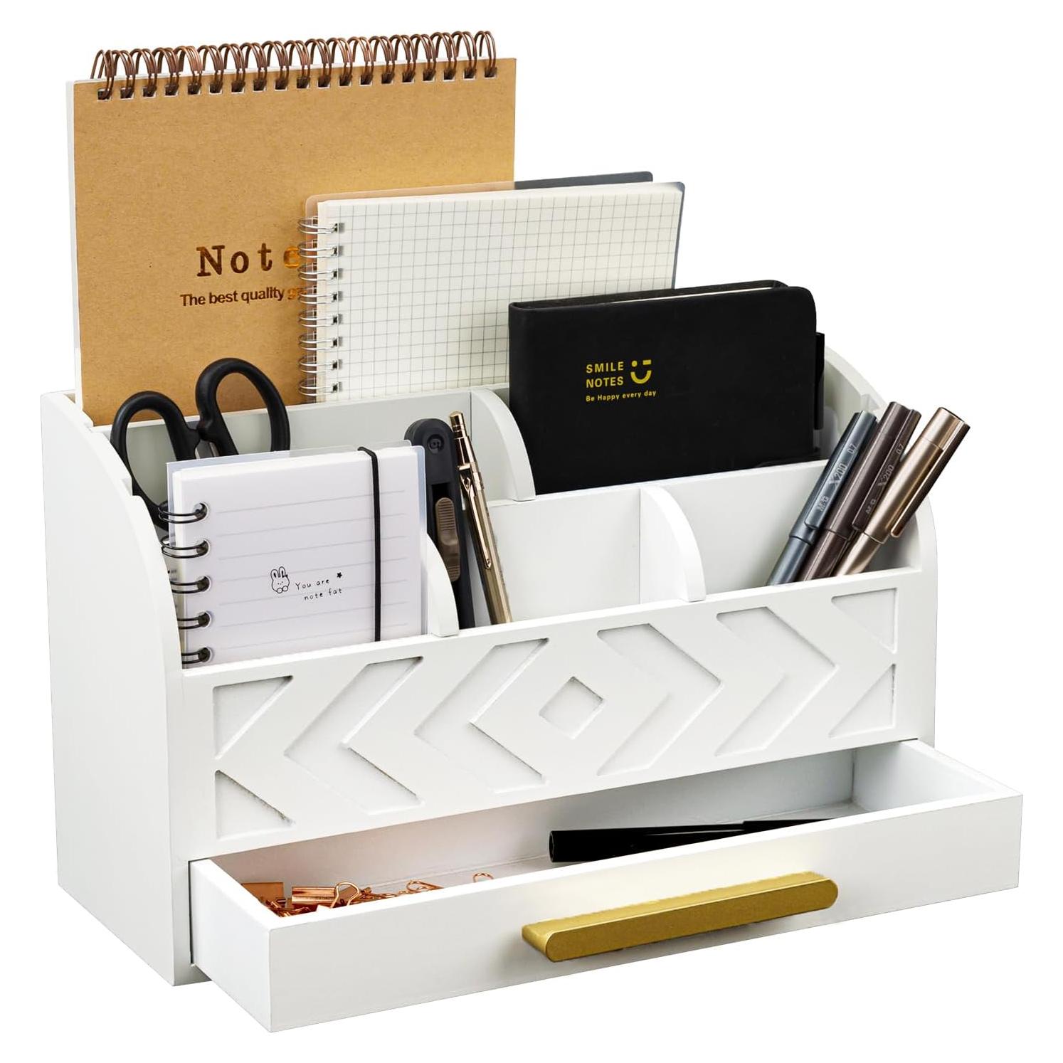 Organizador de Escritorio de Madera ZALIOJI Blanco Ajustable