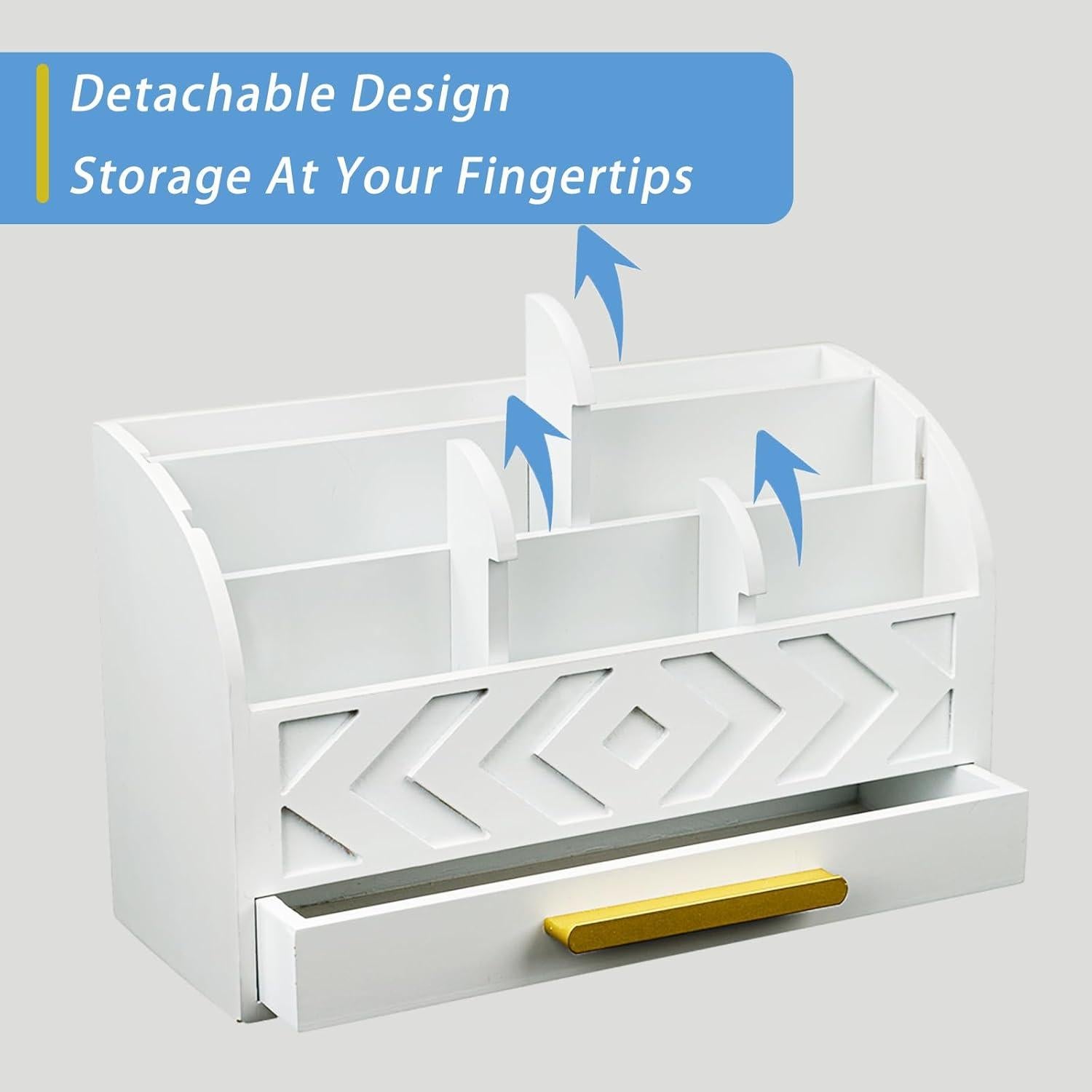 Organizador de Escritorio de Madera ZALIOJI Blanco Ajustable