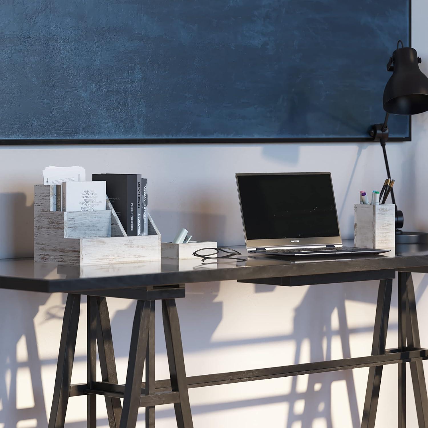 Conjunto Organizador de Escritorio Madera Blanqueada HBCY 3 Piezas