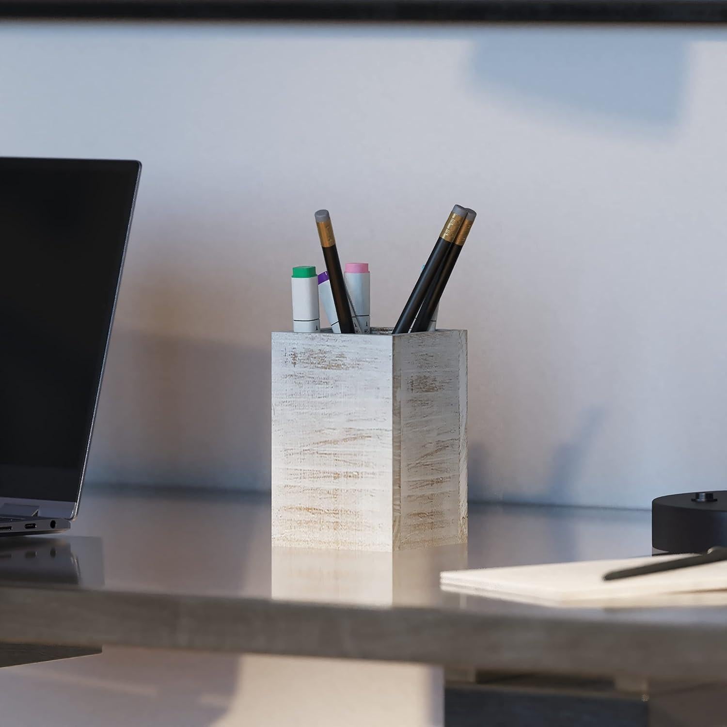 Conjunto Organizador de Escritorio Madera Blanqueada HBCY 3 Piezas