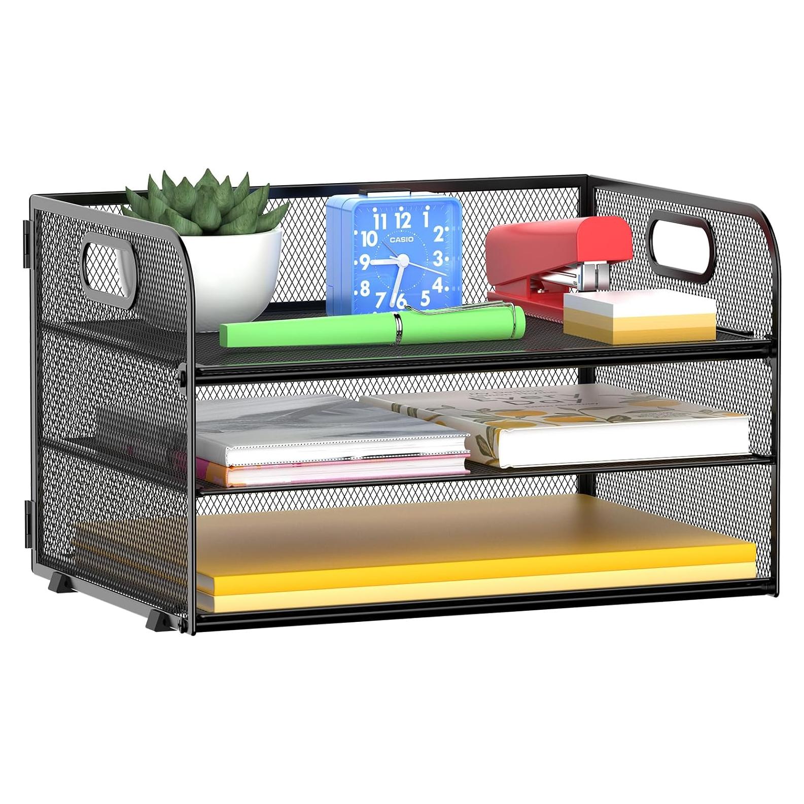 Organizador de Papel de 3 Niveles MINDEPOT Negro - Bandeja de Cartas