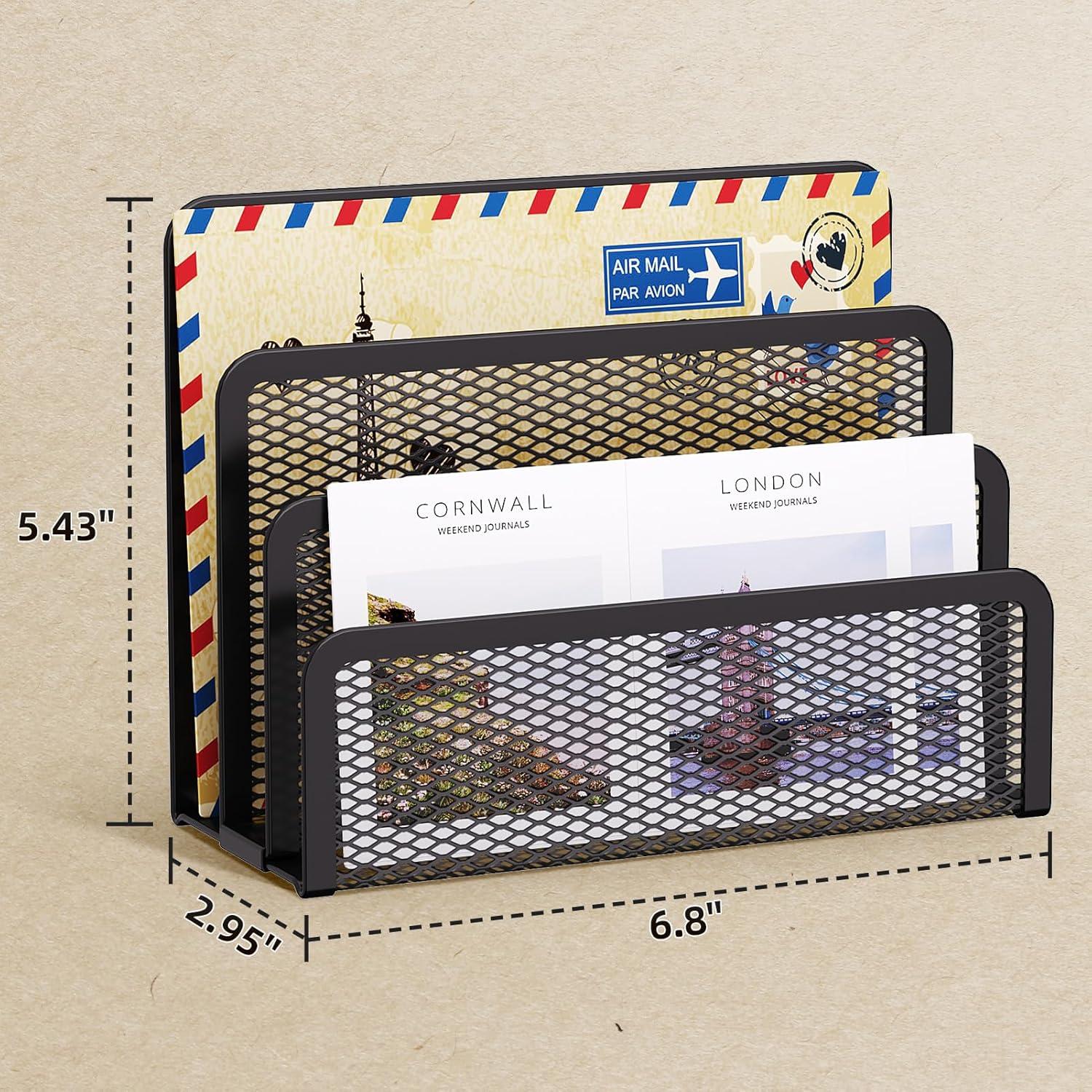 Organizador de Correo Marbrasse Negro de Metal 3 Compartimentos