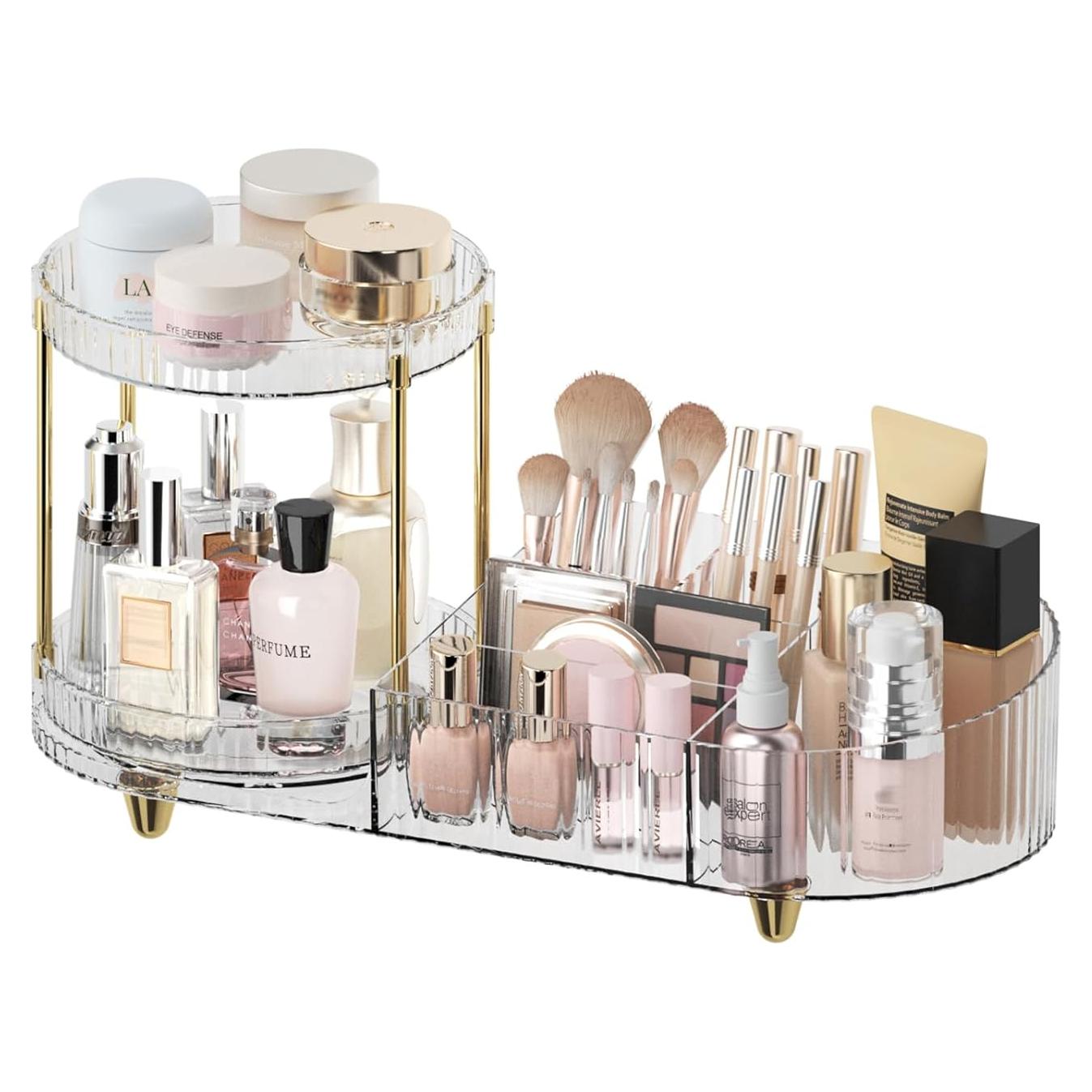 Organizador de Maquillaje Rotativo Jywantful 14.76x34.5cm Transparente