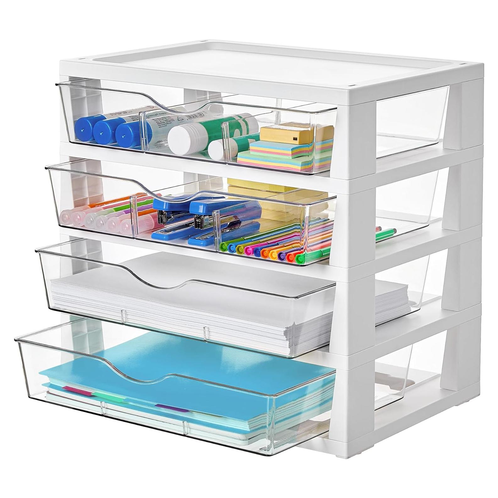 Organizador de Escritorio Vtopmart 4 Niveles con Cajones Transparente