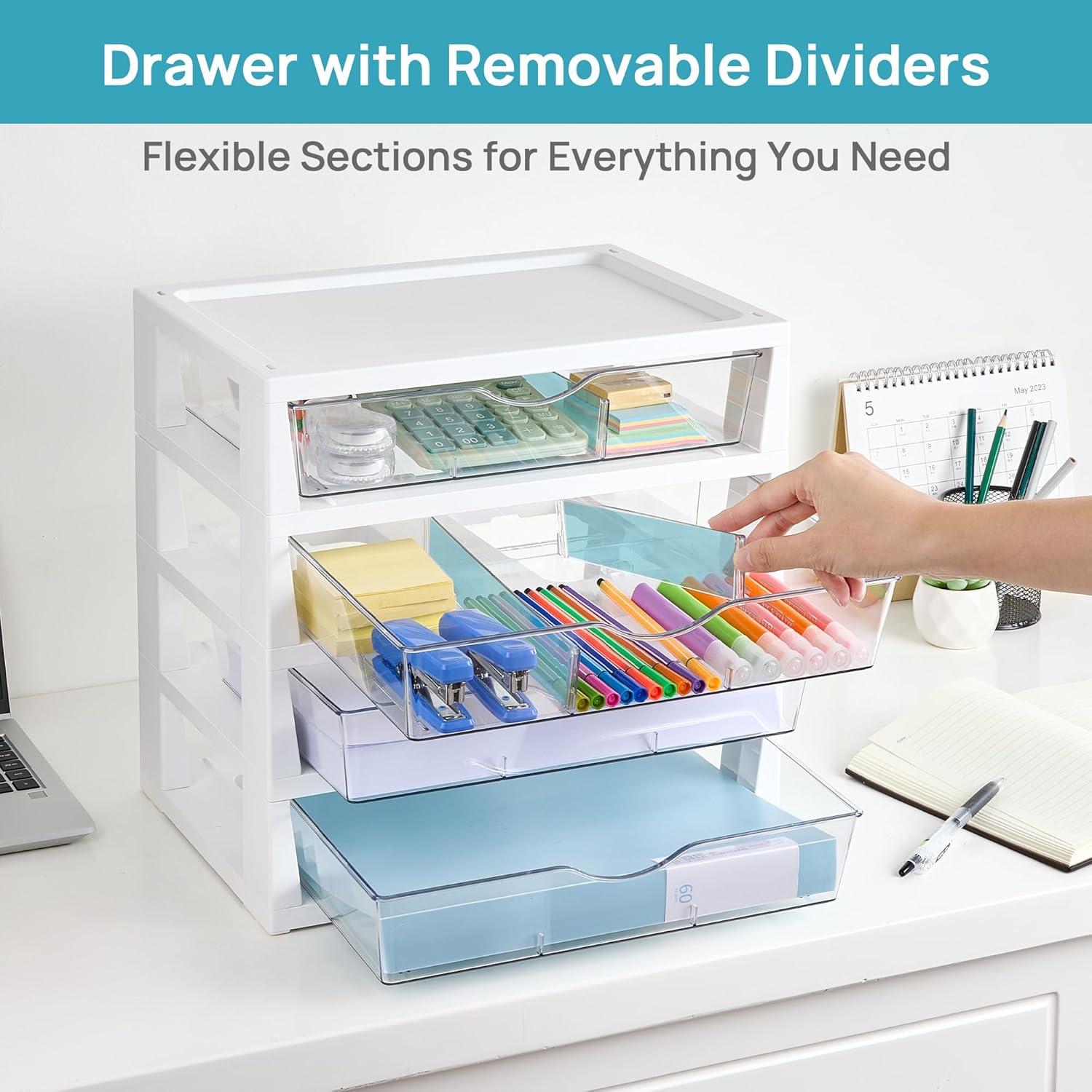 Organizador de Escritorio Vtopmart 4 Niveles con Cajones Transparente