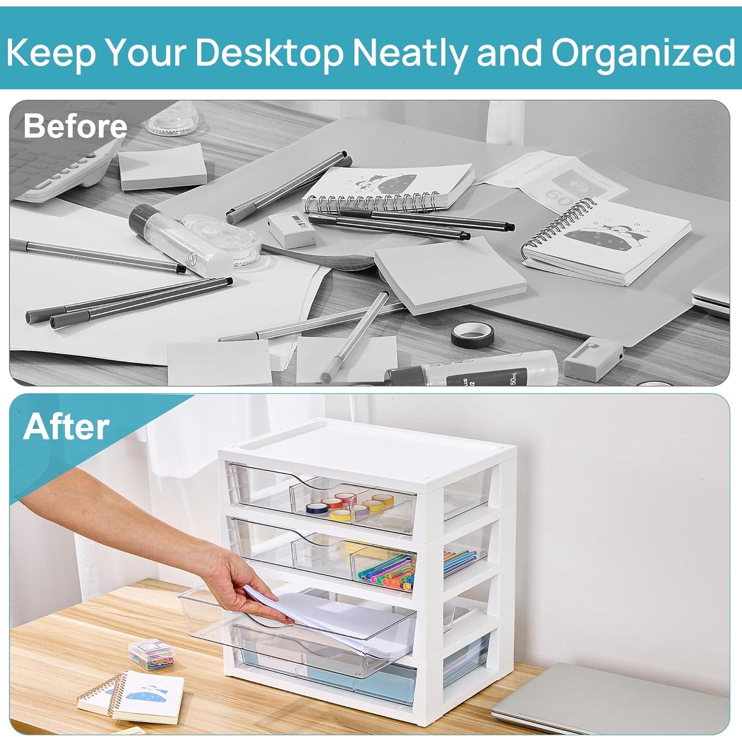 Organizador de Escritorio Vtopmart 4 Niveles con Cajones Transparente