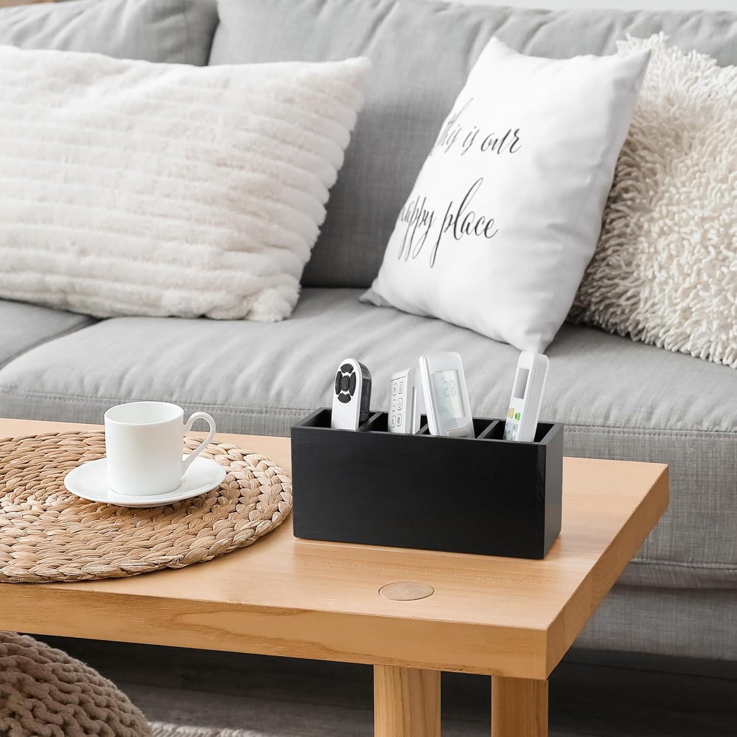 Organizador de Escritorio Bivvclaz de Madera Negro 4 Compartimentos