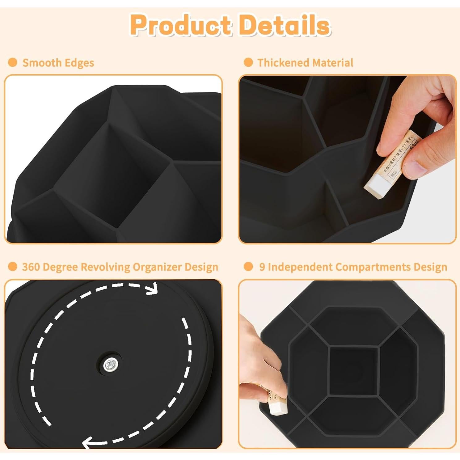 Soporte para Lápices Rotatorio 360° Cayxenful Negro