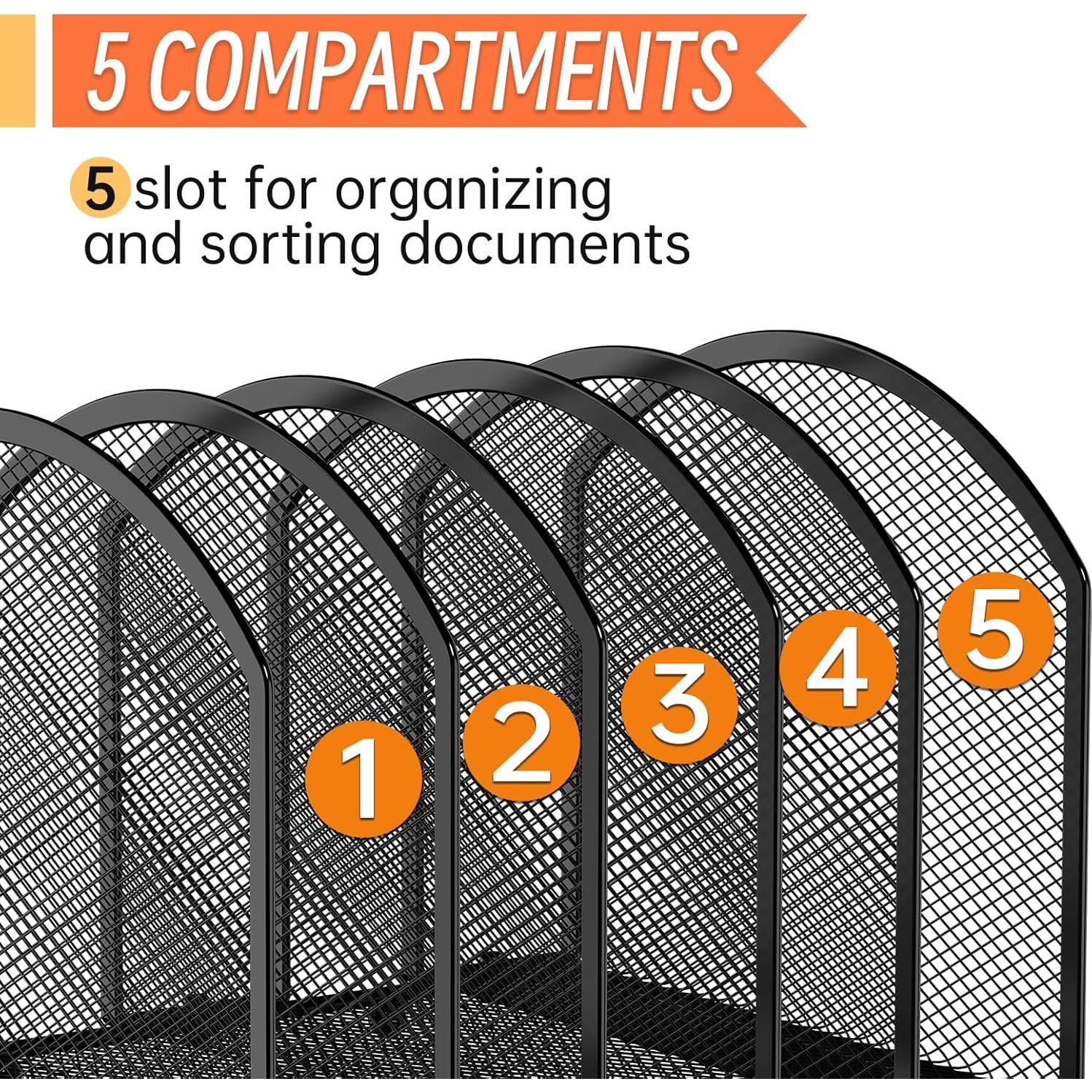 Organizador de Archivos de Escritorio MINDEPOT 5 Secciones Negro