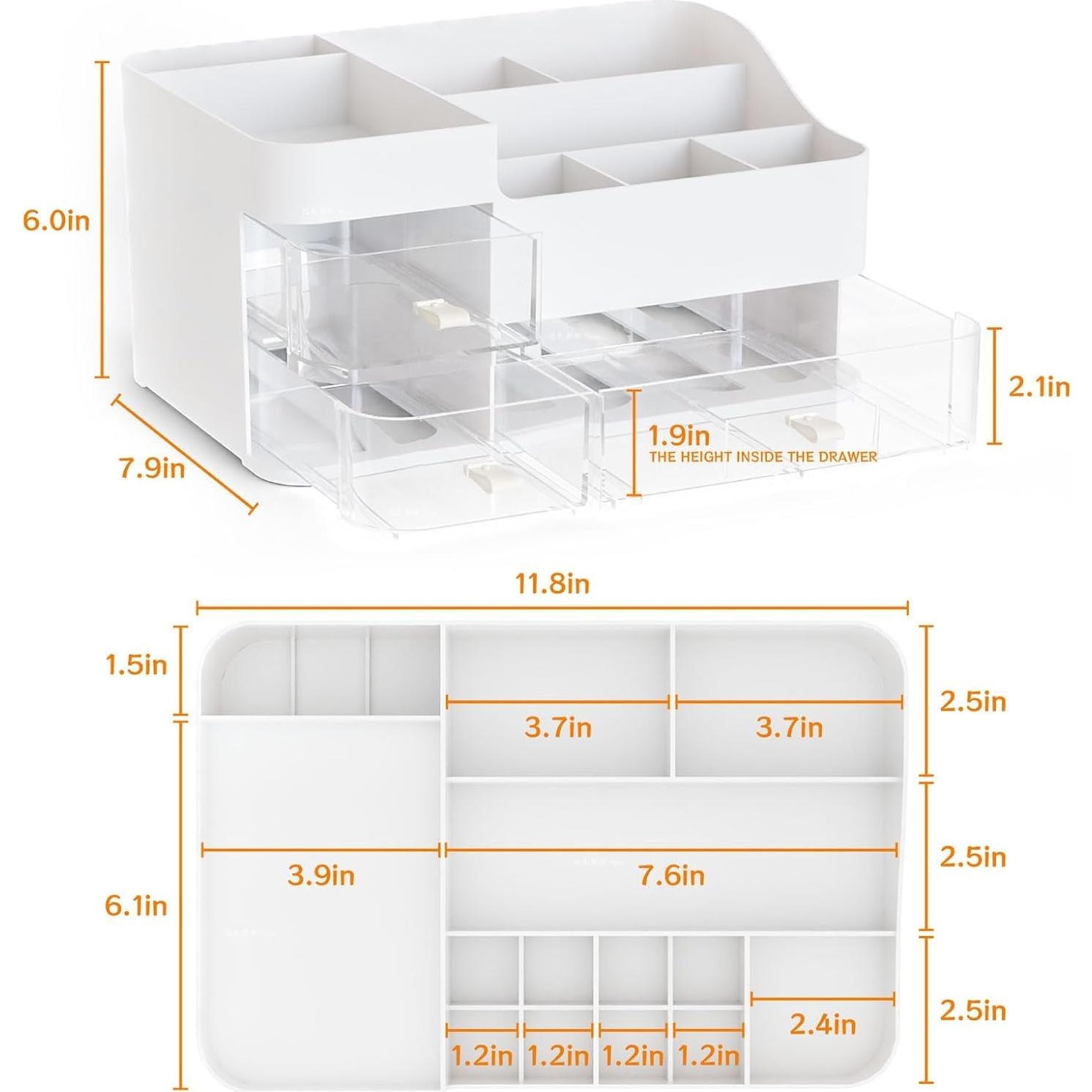 Organizador de Maquillaje SuoXing Blanco con 3 Cajones