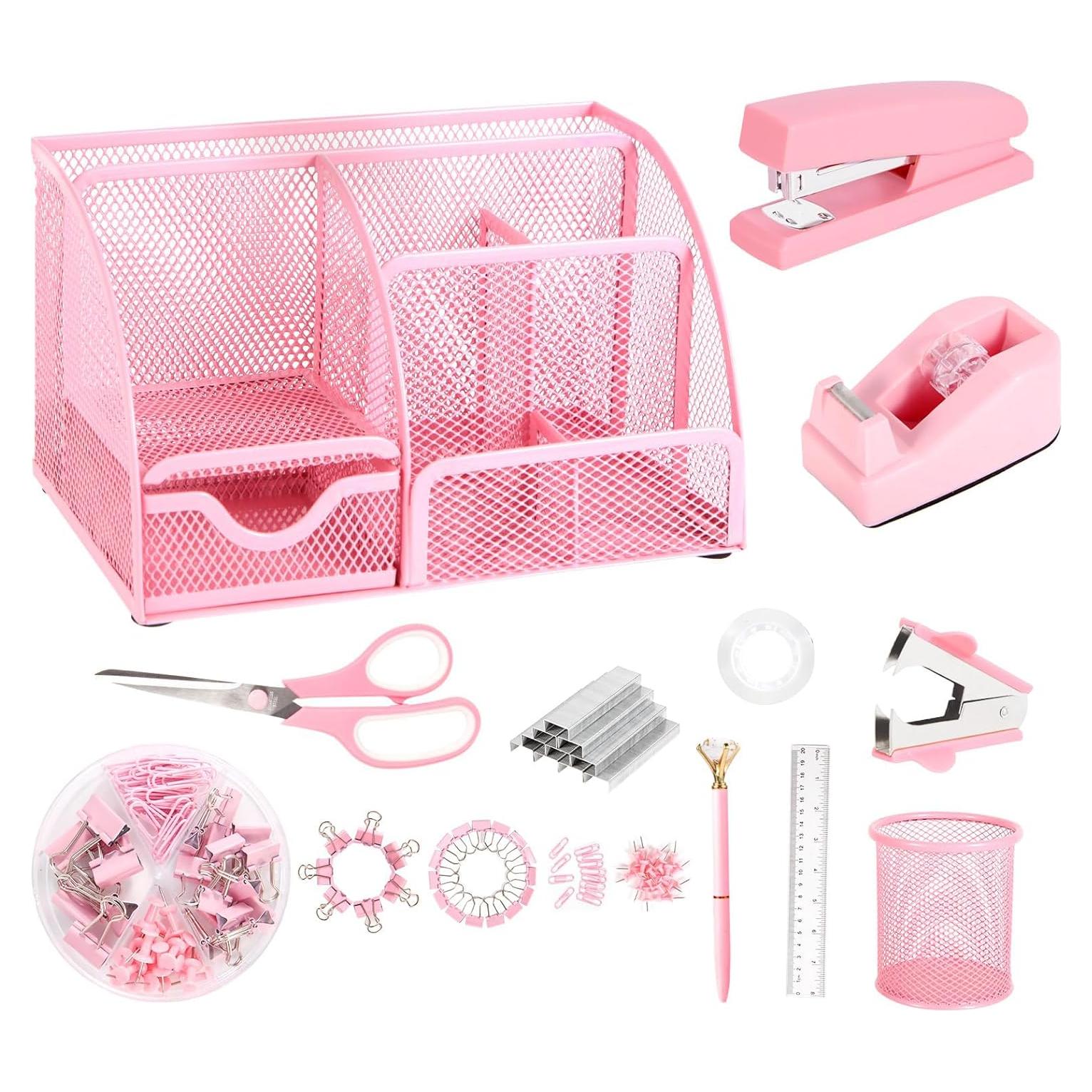Organizador de Escritorio Rosa yuun con Accesorios de Oficina