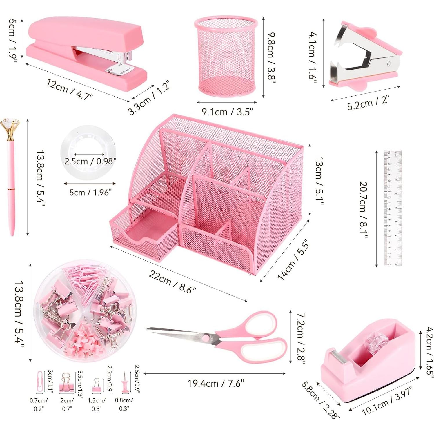 Organizador de Escritorio Rosa yuun con Accesorios de Oficina