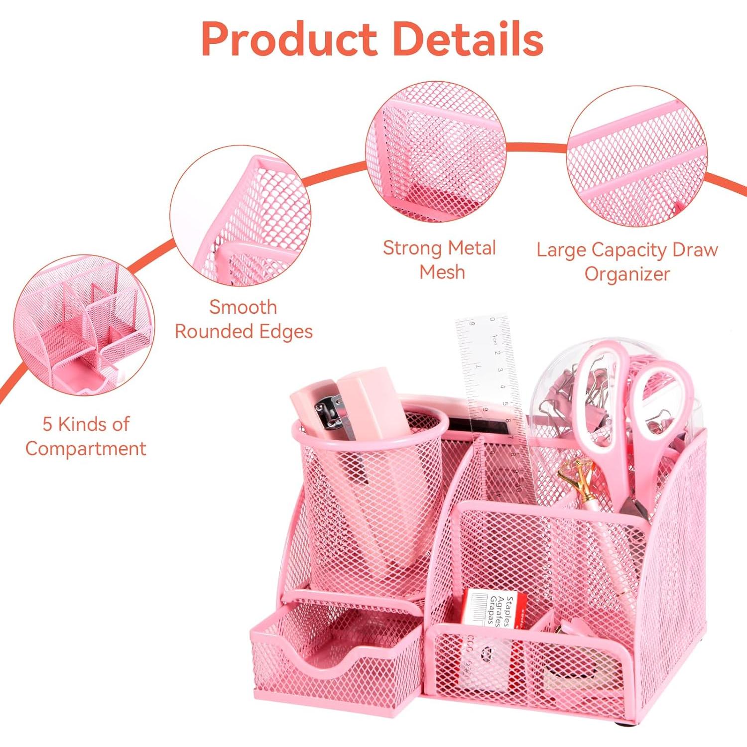 Organizador de Escritorio Rosa yuun con Accesorios de Oficina