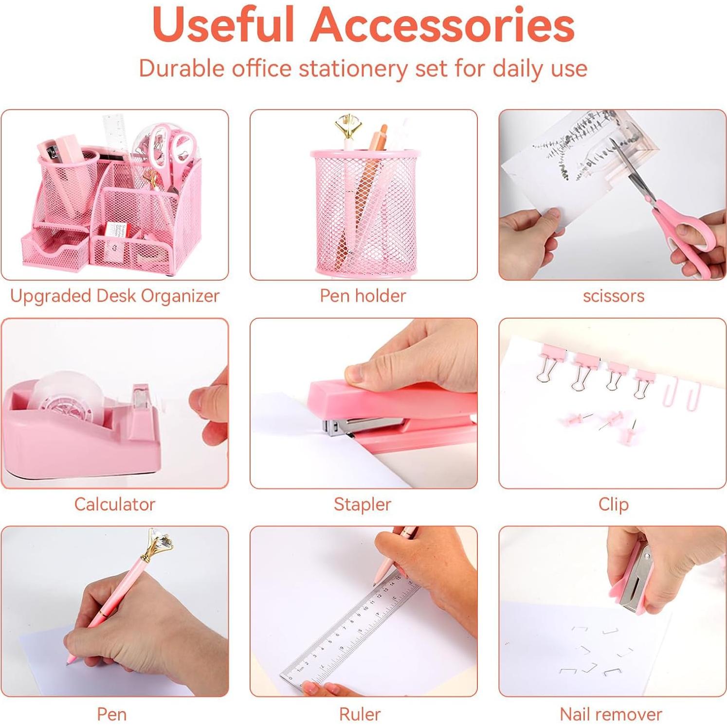 Organizador de Escritorio Rosa yuun con Accesorios de Oficina