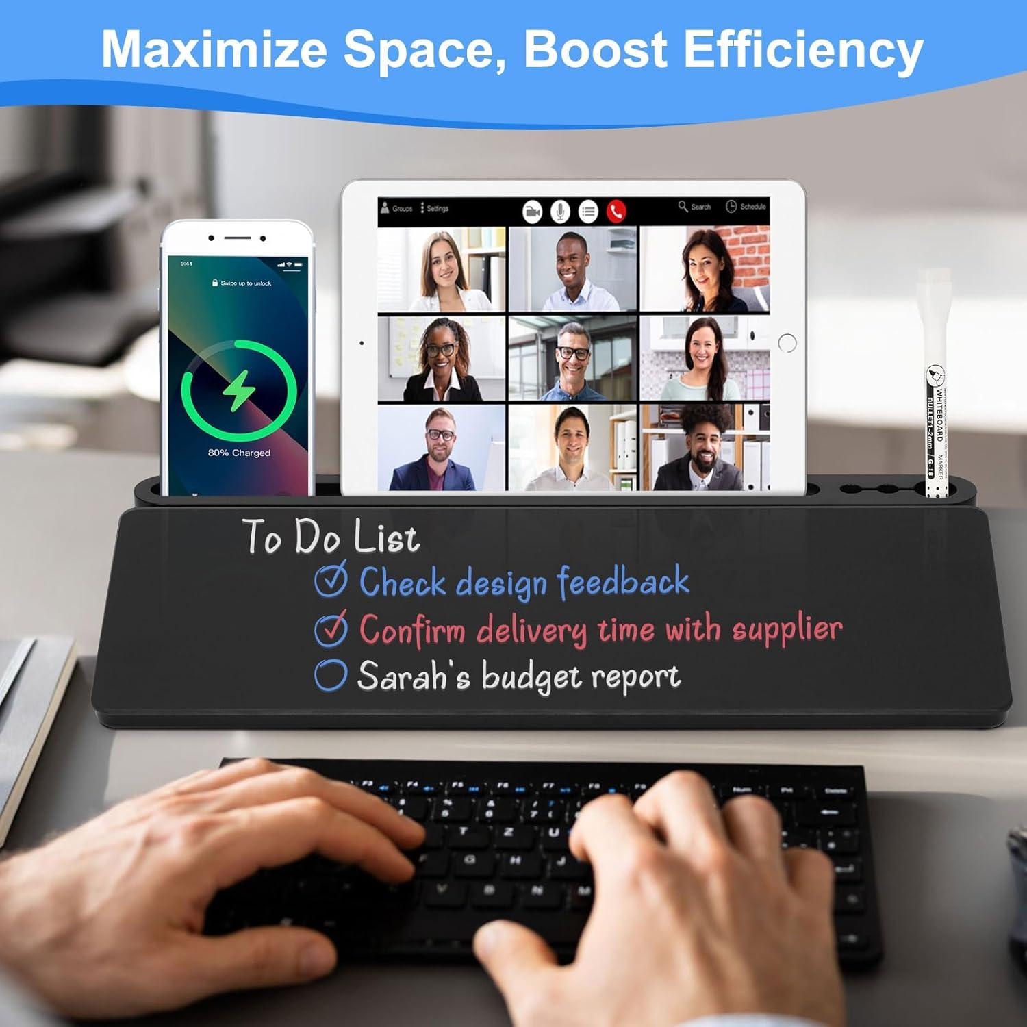 Pizarra de Vidrio para Escritorio WALGLASS 38x17.8cm con Almacenamiento