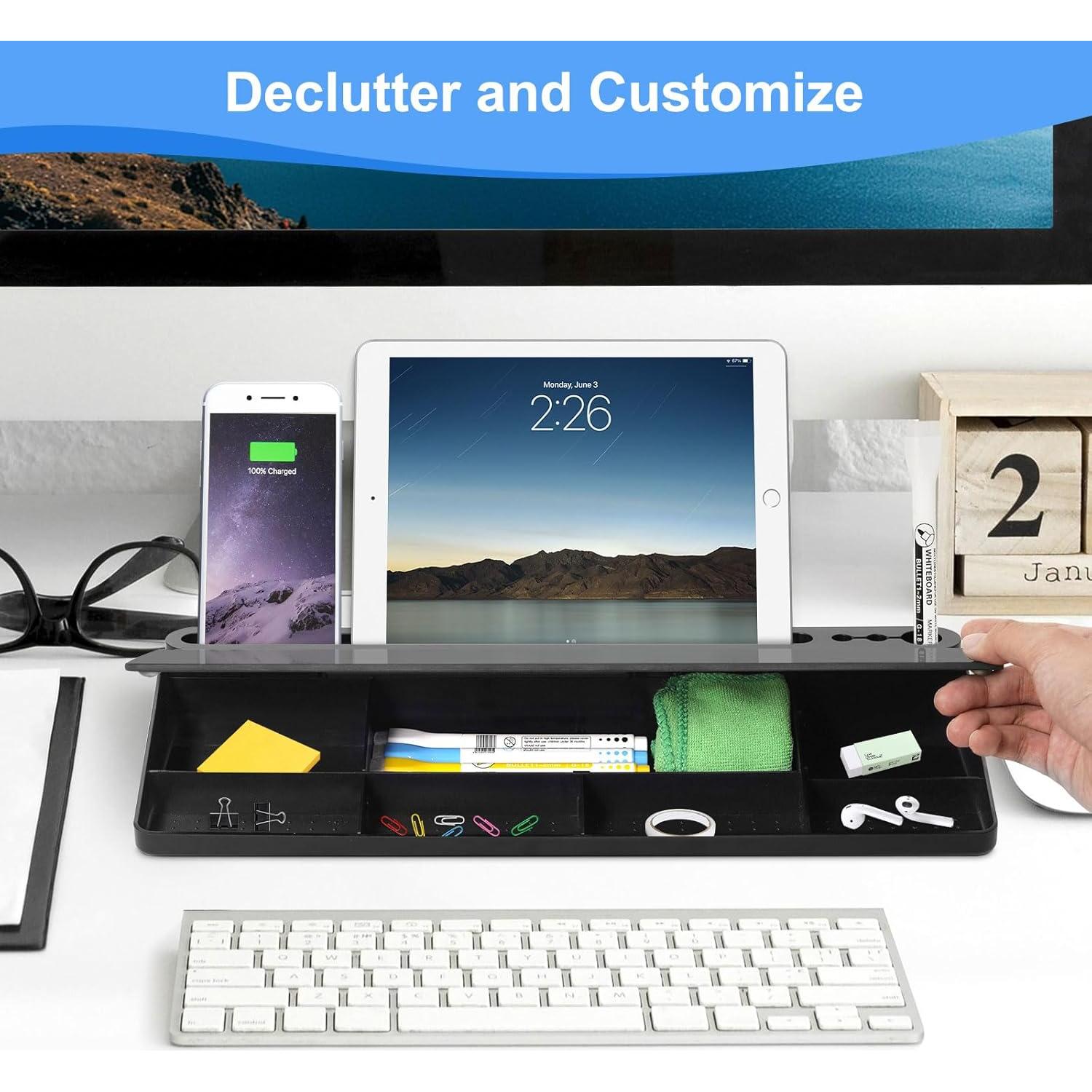 Pizarra de Vidrio para Escritorio WALGLASS 38x17.8cm con Almacenamiento