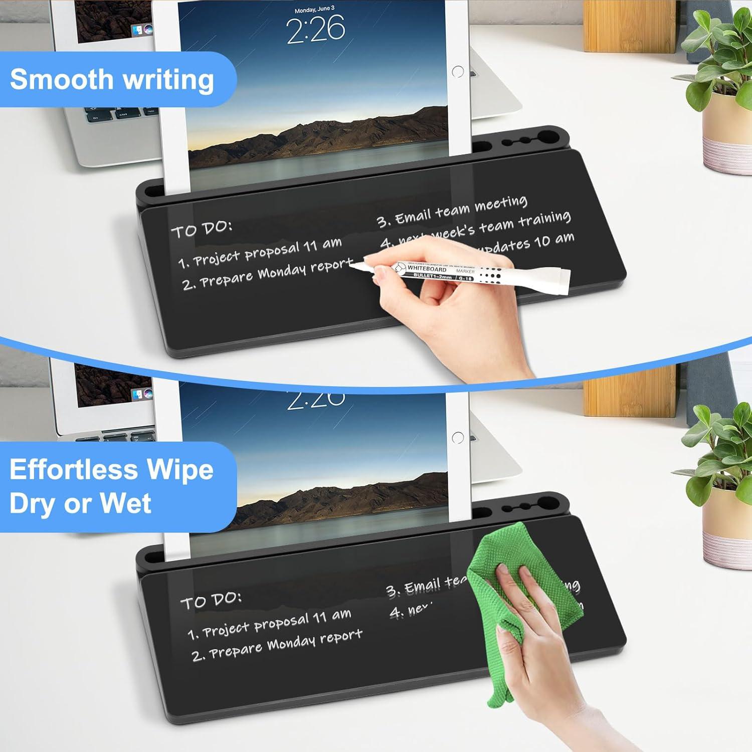 Pizarra de Vidrio para Escritorio WALGLASS 38x17.8cm con Almacenamiento