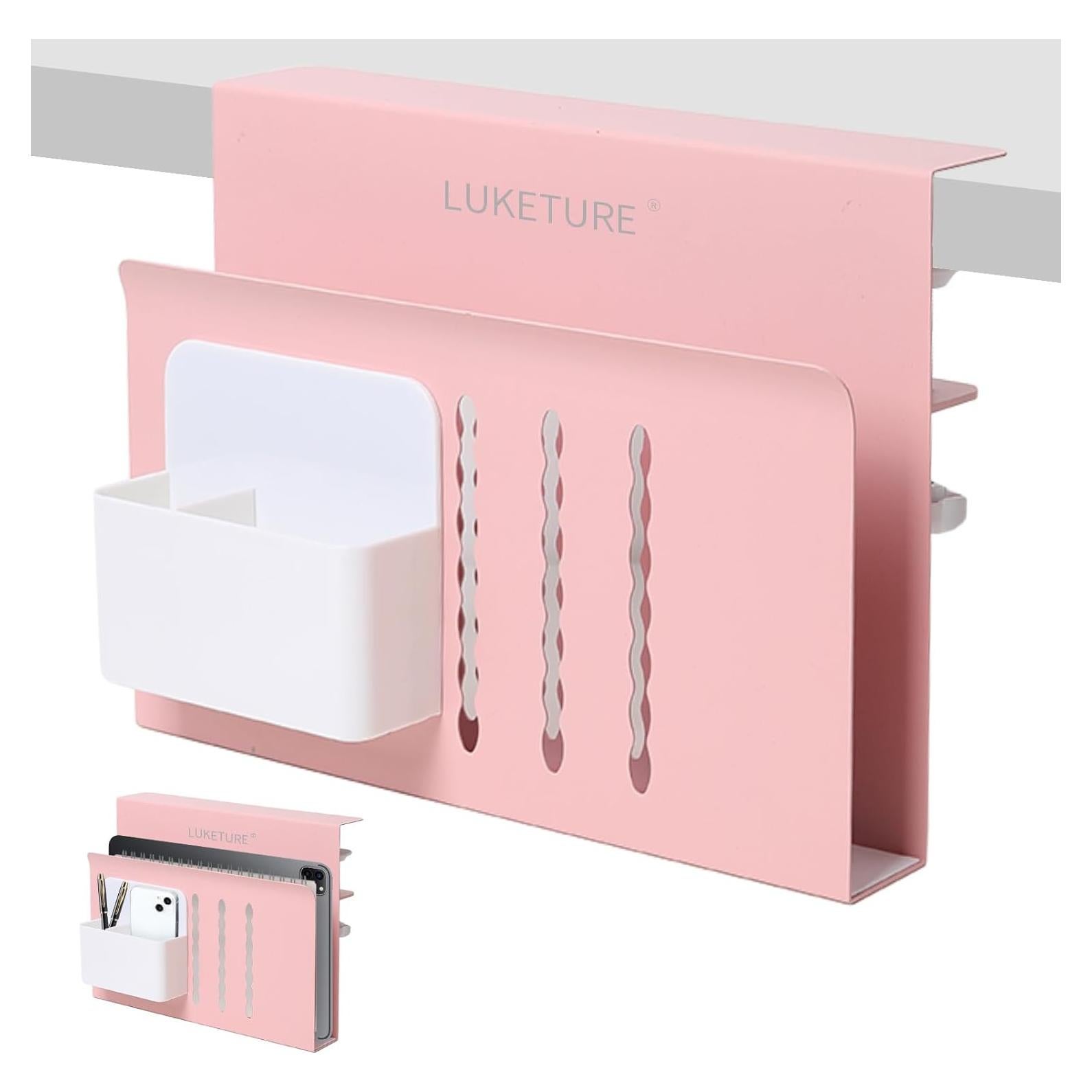 Organizador de Escritorio LUKETURE Rosa, Almacenamiento Lateral Ajustable