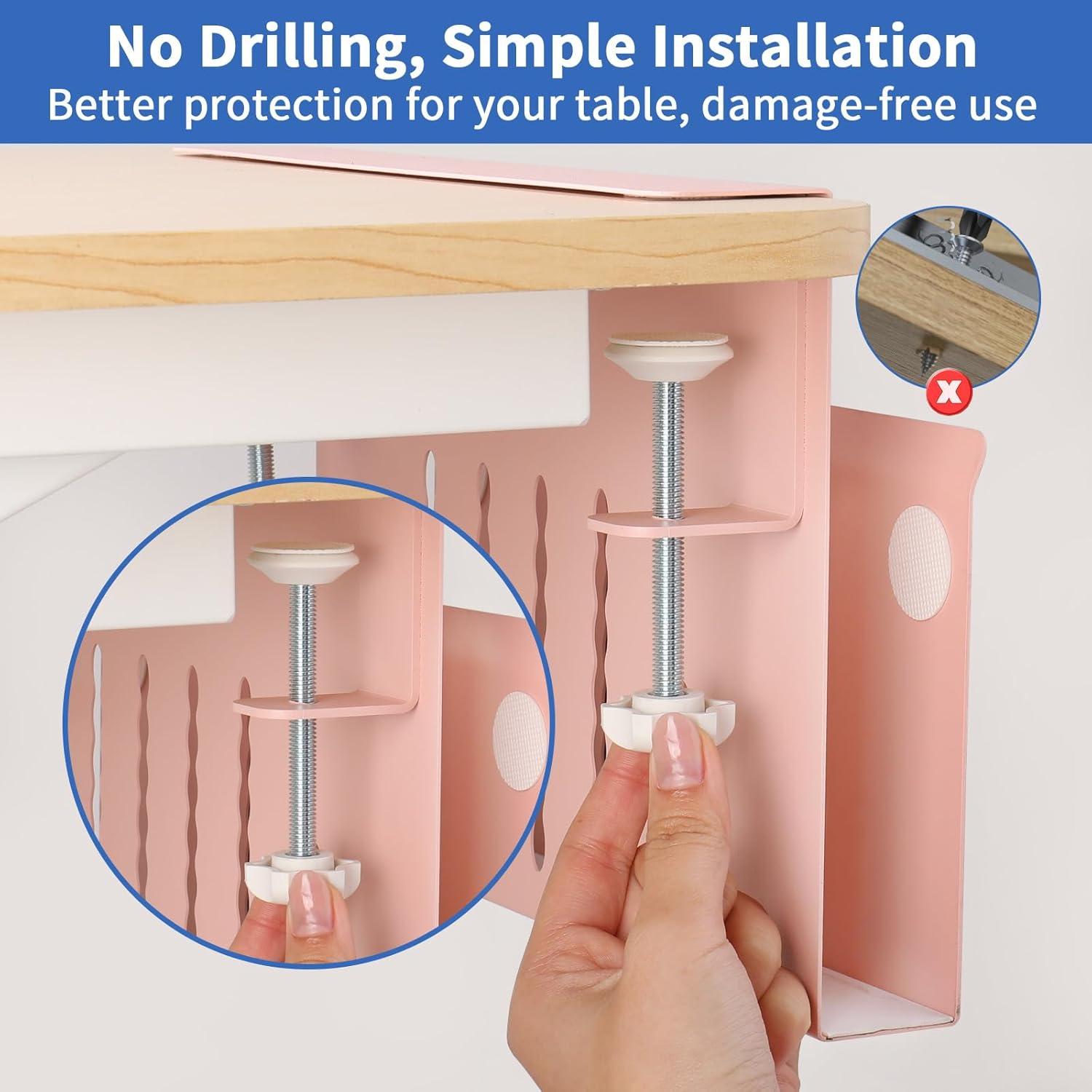 Organizador de Escritorio LUKETURE Rosa, Almacenamiento Lateral Ajustable