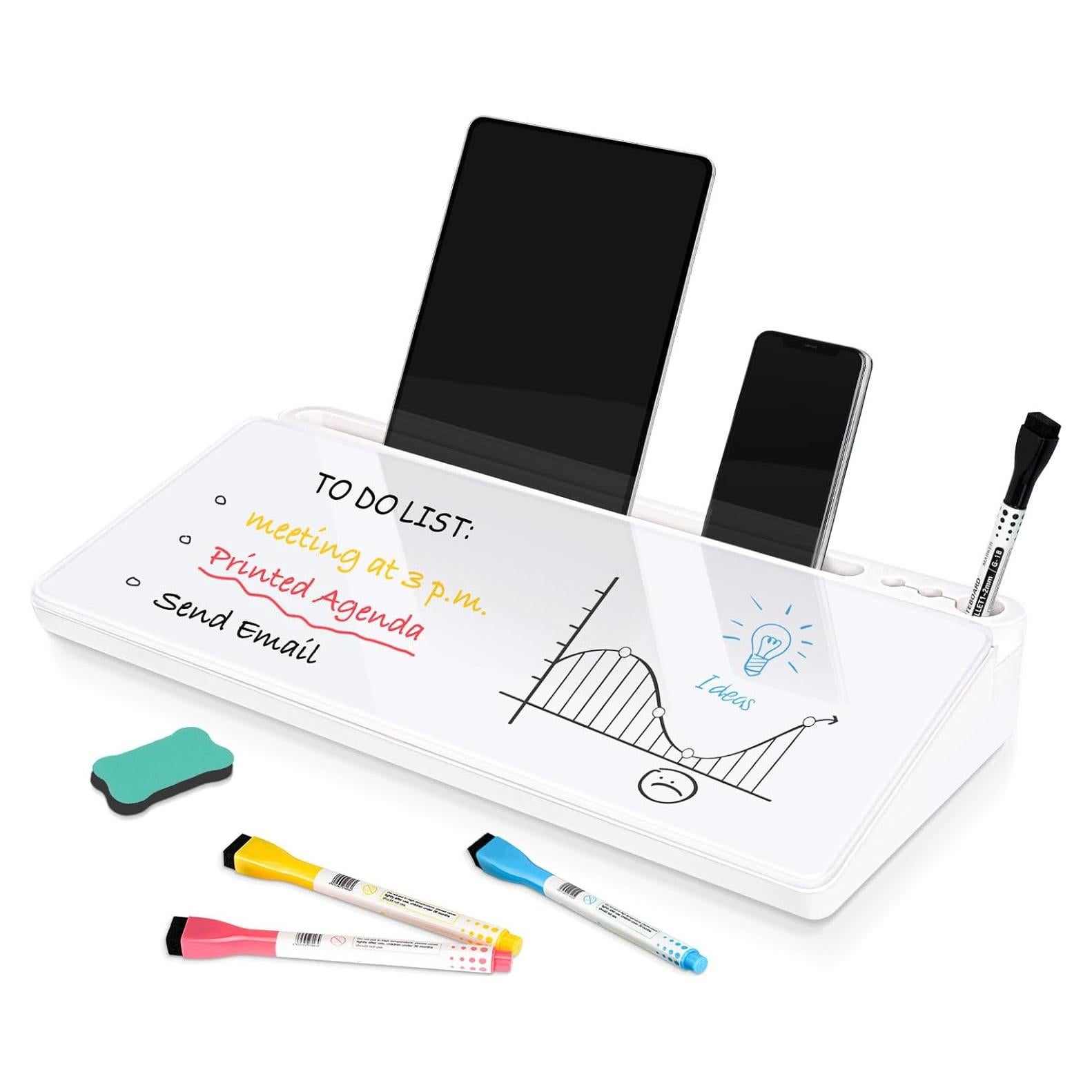 Pizarra Blanca de Vidrio DOLLAR BOSS 40x20 cm con Almacenamiento