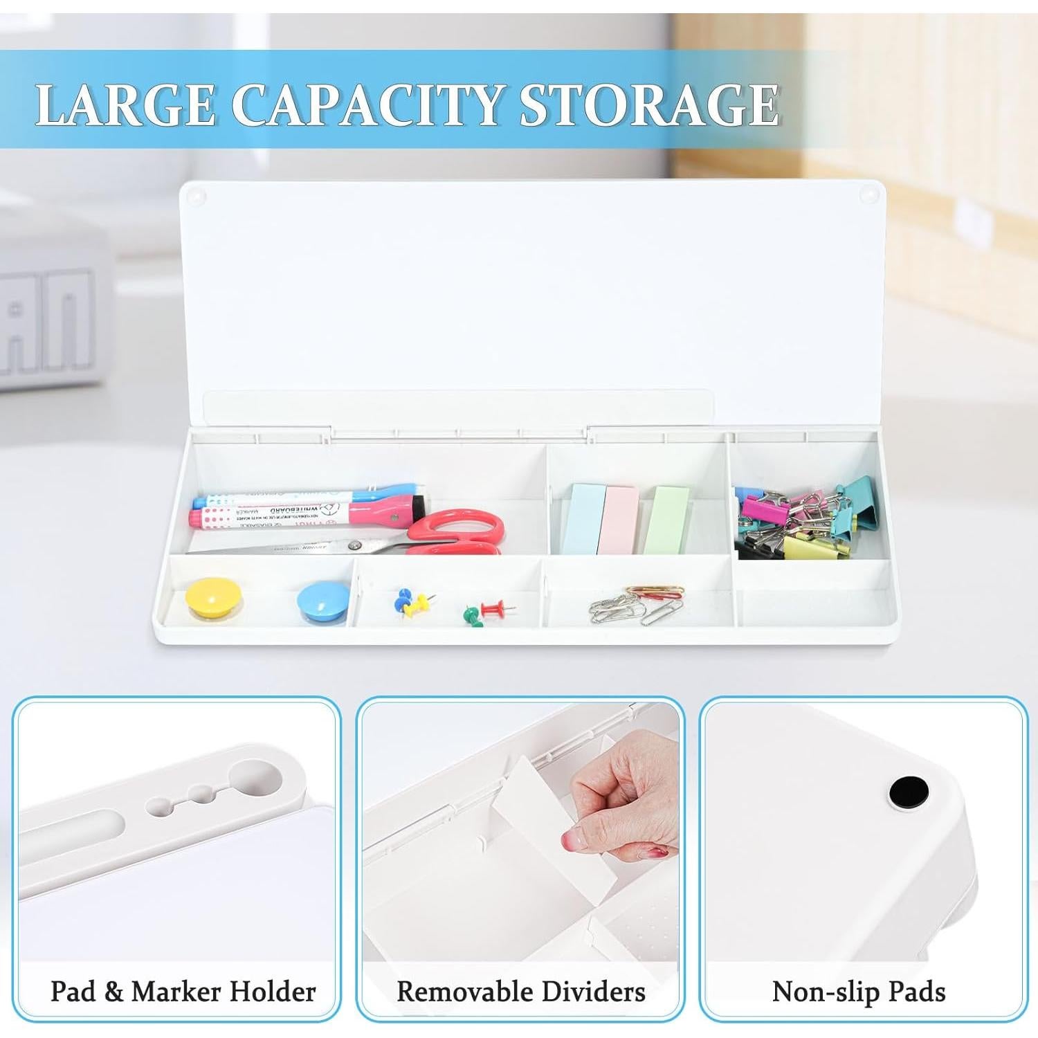 Pizarra Blanca de Vidrio DOLLAR BOSS 40x20 cm con Almacenamiento