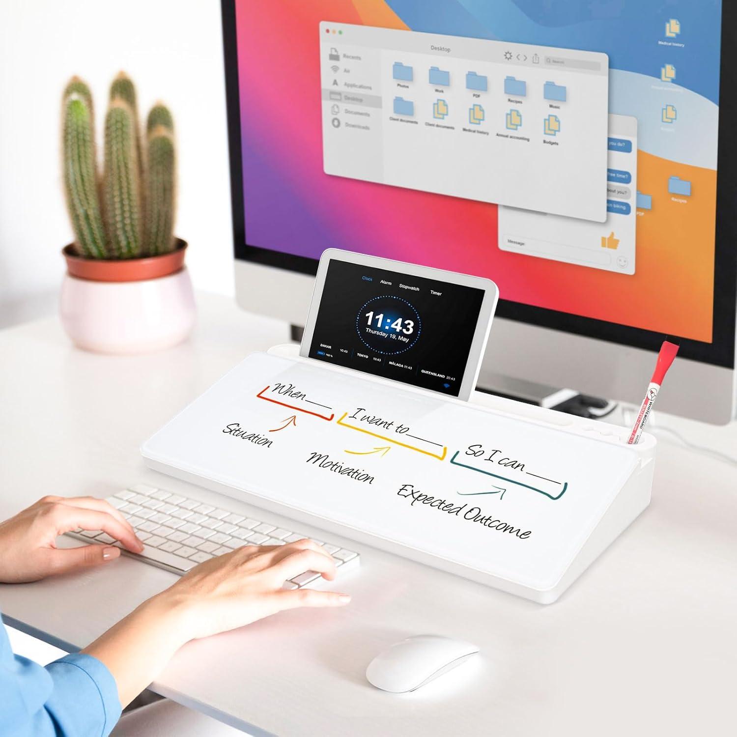 Pizarra Blanca de Vidrio DOLLAR BOSS 40x20 cm con Almacenamiento