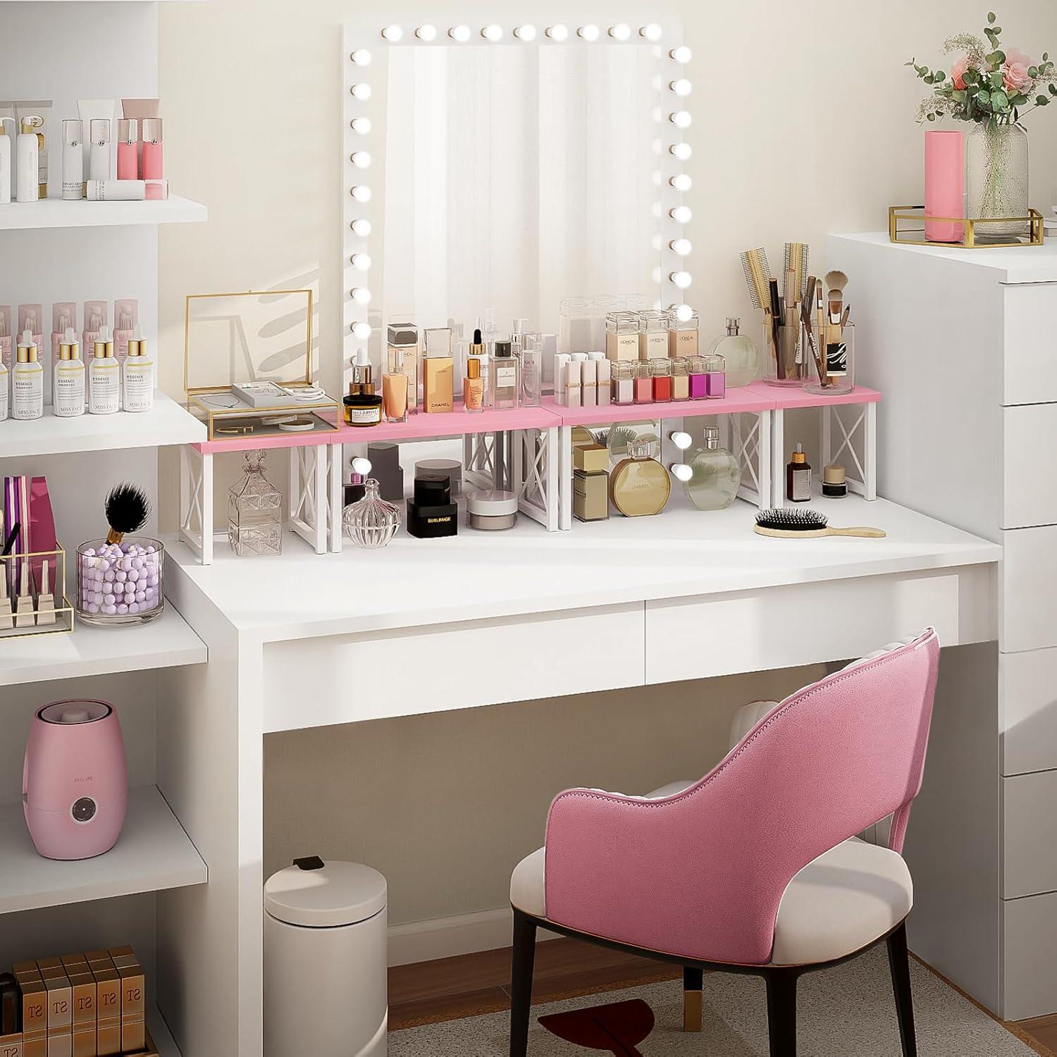 Estante de Escritorio ELITEROO Rosa 2 Niveles Apilable 39.9x19.8cm