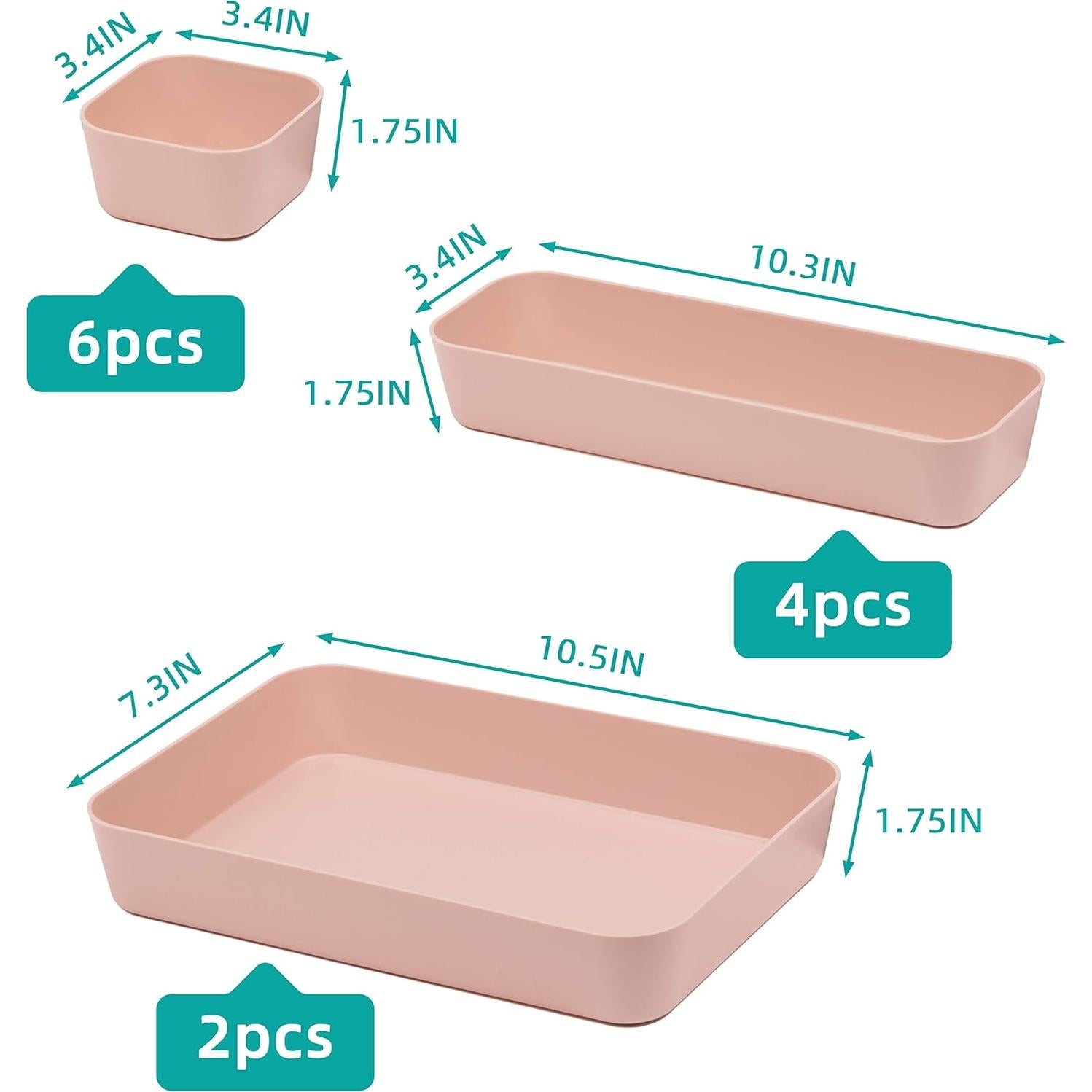 Set de 12 Organizadores de Cajón Rosa Backerysupply 26.7x18.5cm