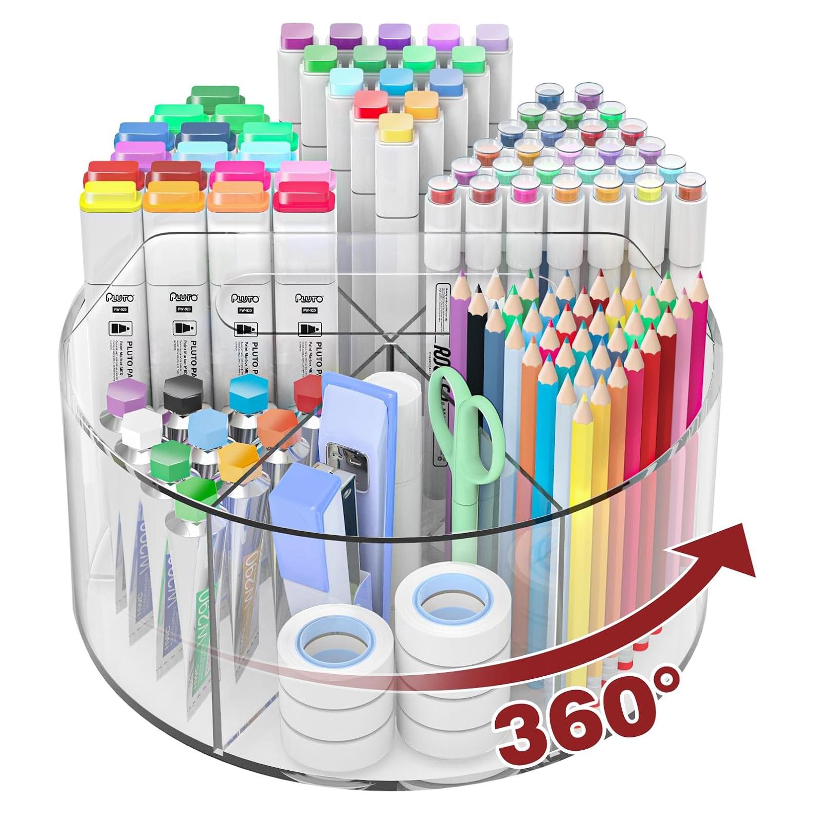 Organizador de Lápices Acrílico Absonic Rotatorio 360° 6 Compartimentos