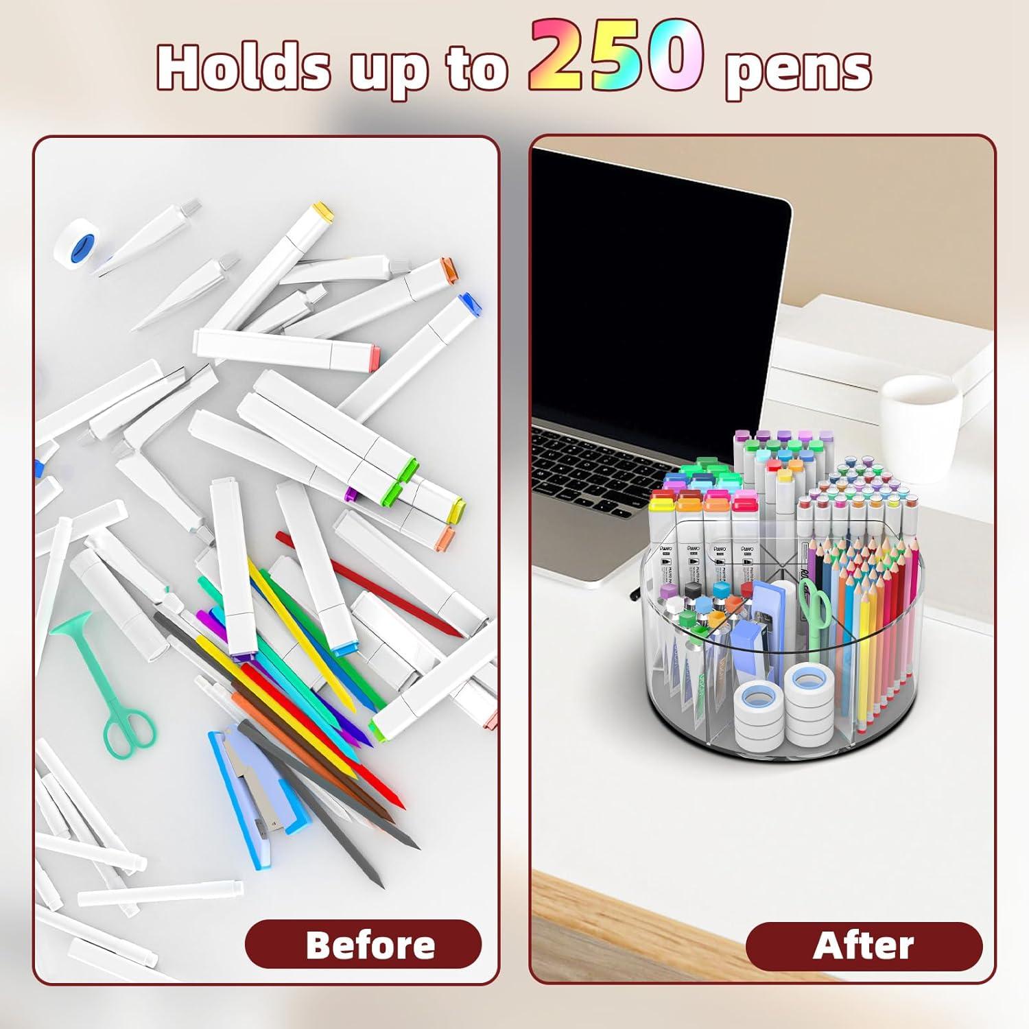 Organizador de Lápices Acrílico Absonic Rotatorio 360° 6 Compartimentos