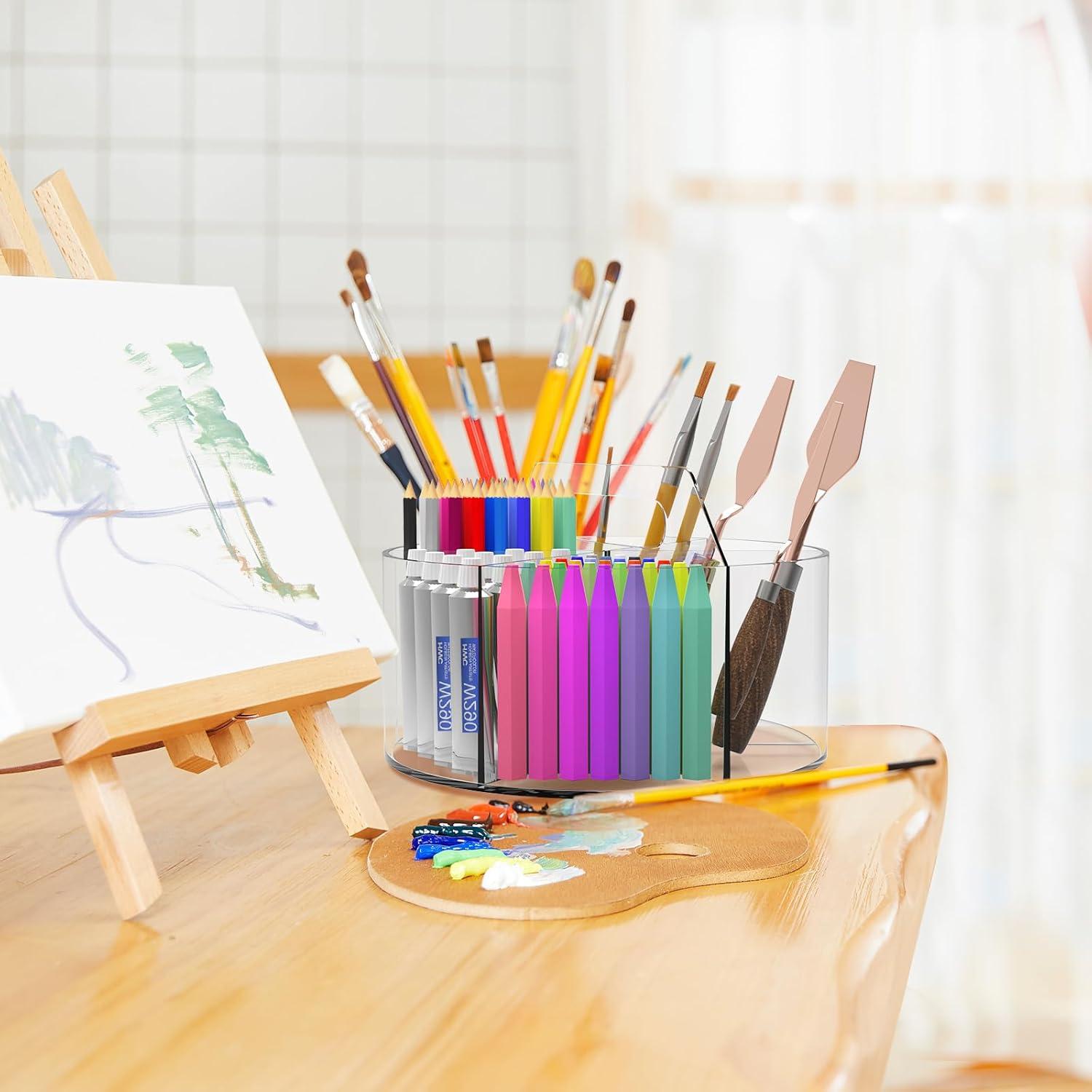 Organizador de Lápices Acrílico Absonic Rotatorio 360° 6 Compartimentos