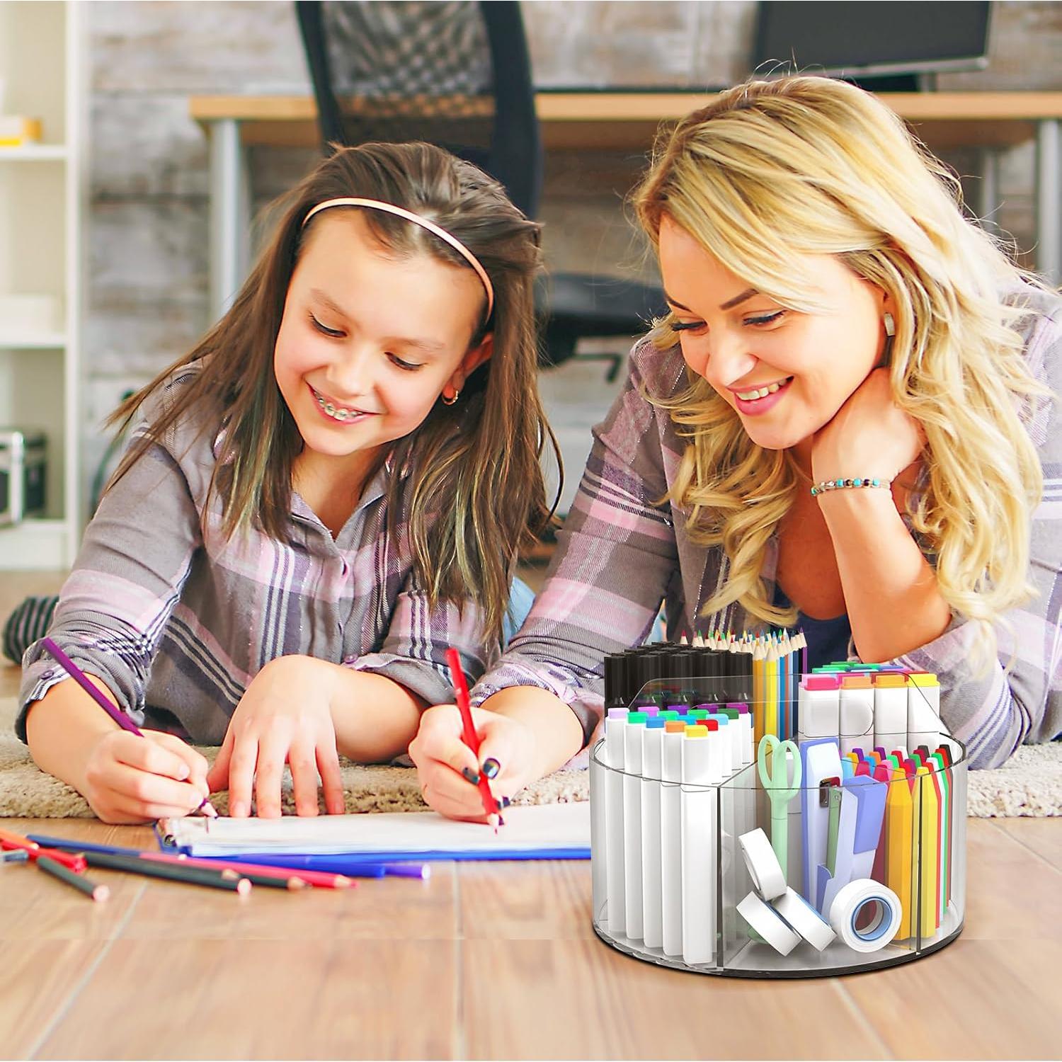 Organizador de Lápices Acrílico Absonic Rotatorio 360° 6 Compartimentos