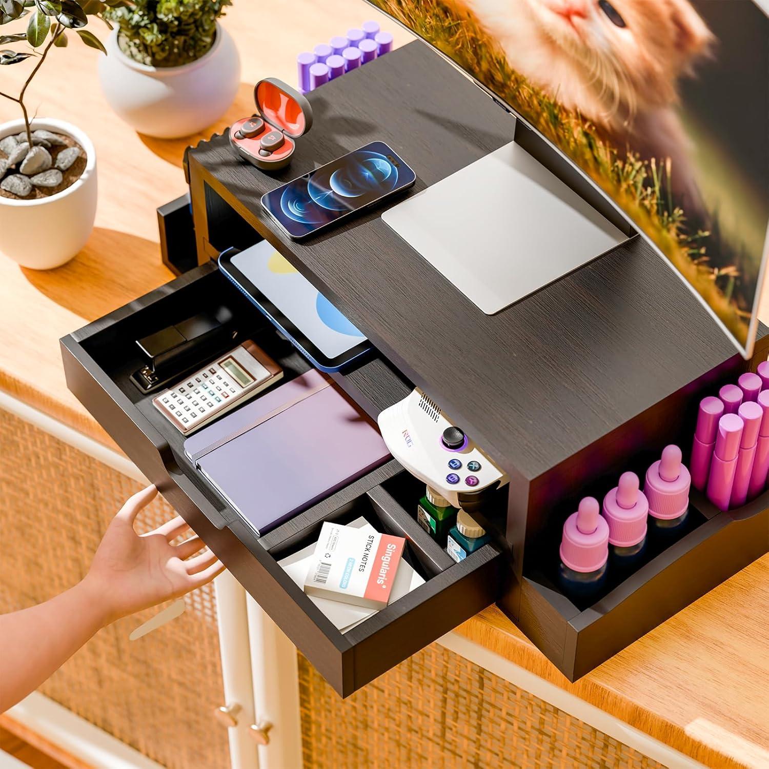 Soporte Elevador de Monitor Simple Trending con Cajón y Organizador