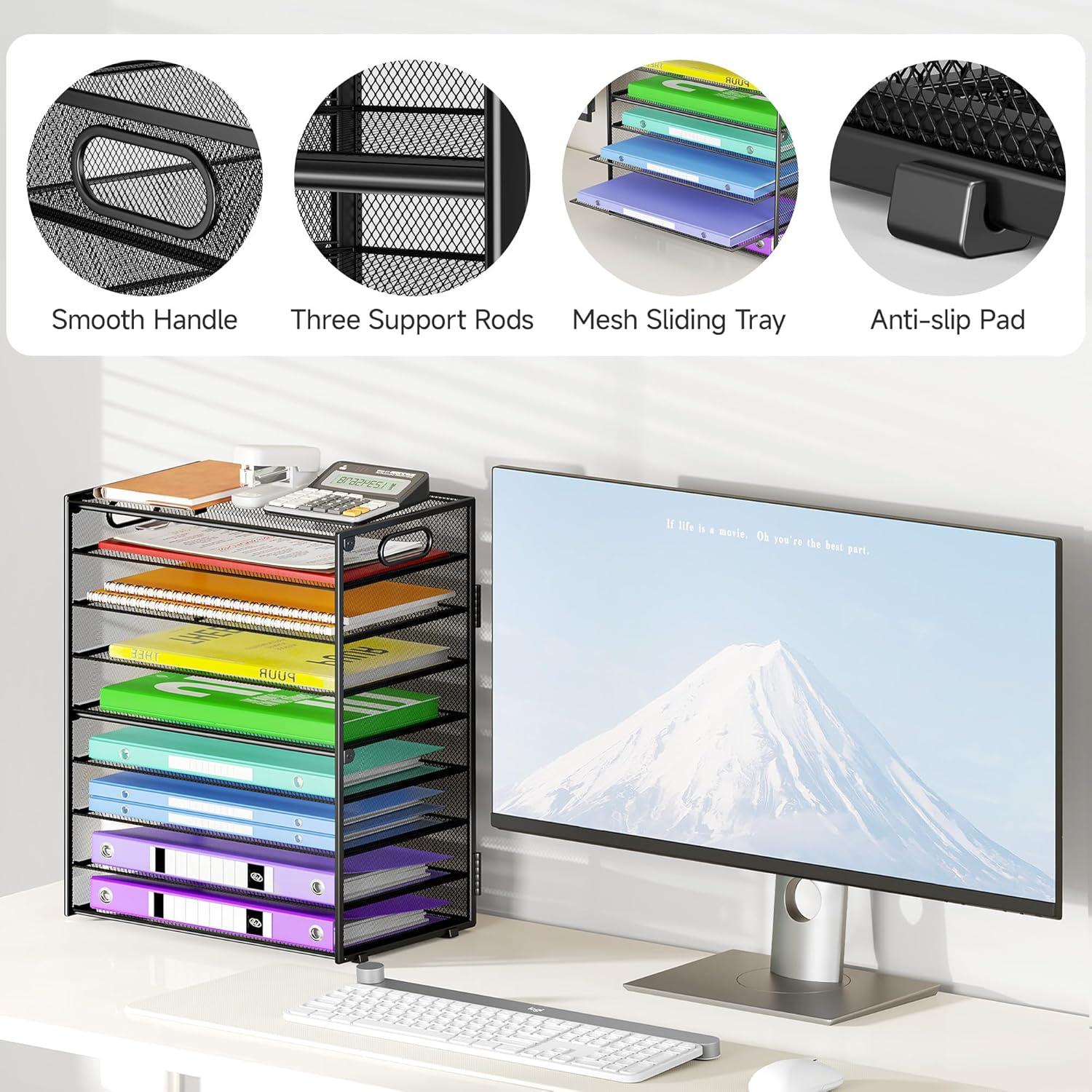 Organizador de Escritorio Cawukege 9 Niveles Negro Ajustable