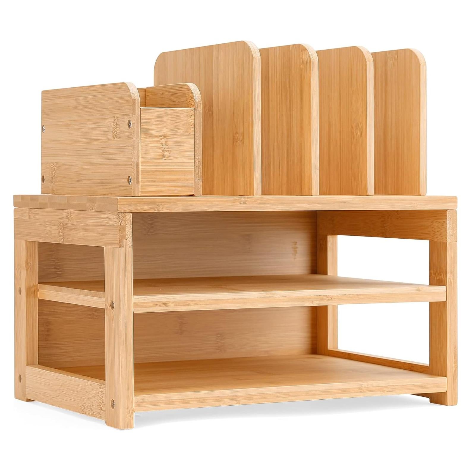 Organizador de Escritorio Homde de Bambú 3 Niveles Ajustable