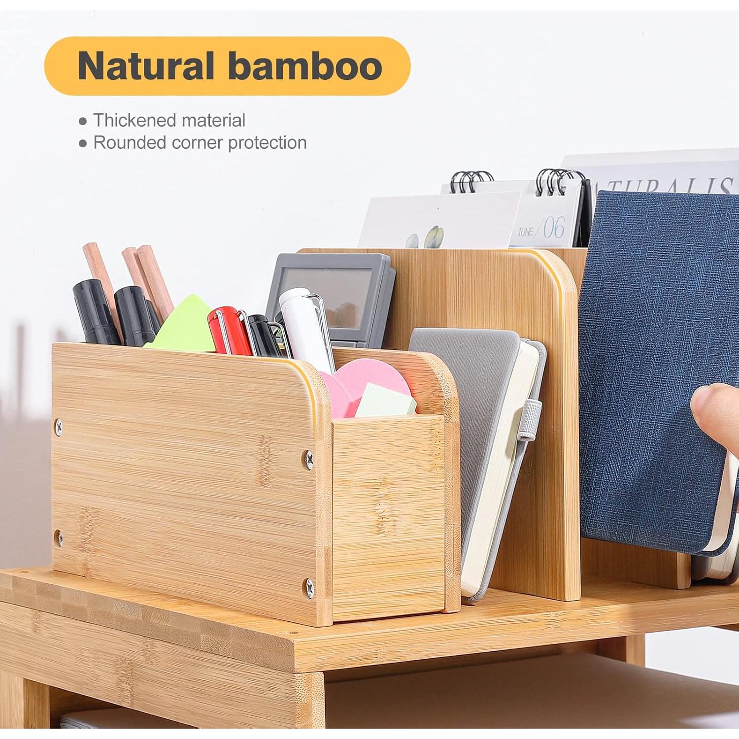 Organizador de Escritorio Homde de Bambú 3 Niveles Ajustable