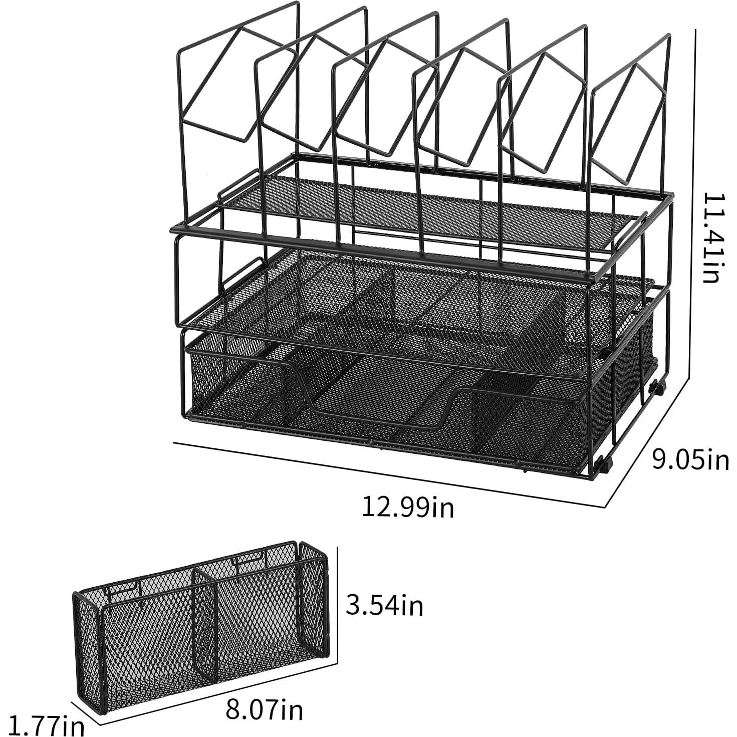 Organizador de Escritorio Youbetia Doble Bandeja 5 Secciones Negro