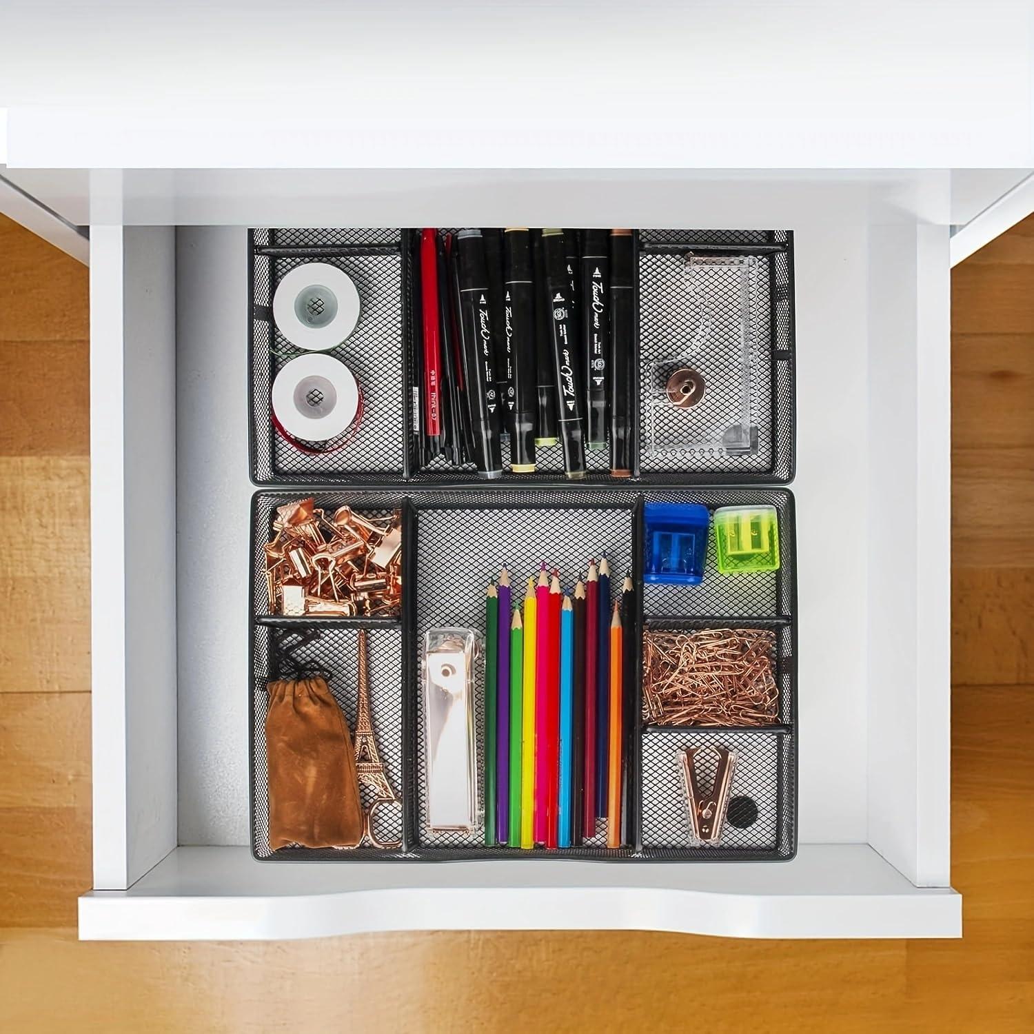 Organizador de Cajón de Escritorio VyGrow Malla Metálica 32.7x22.1x5 cm