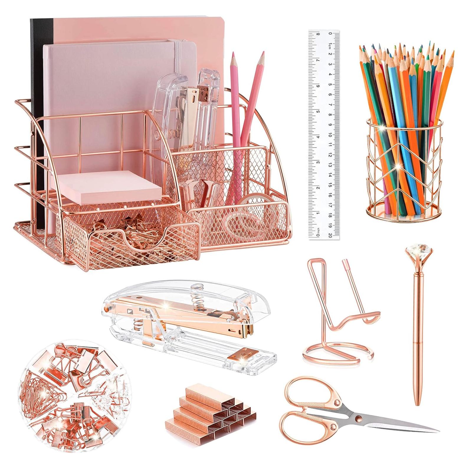 Set de Suministros de Oficina KAAKOW en Oro Rosa - 10 Piezas