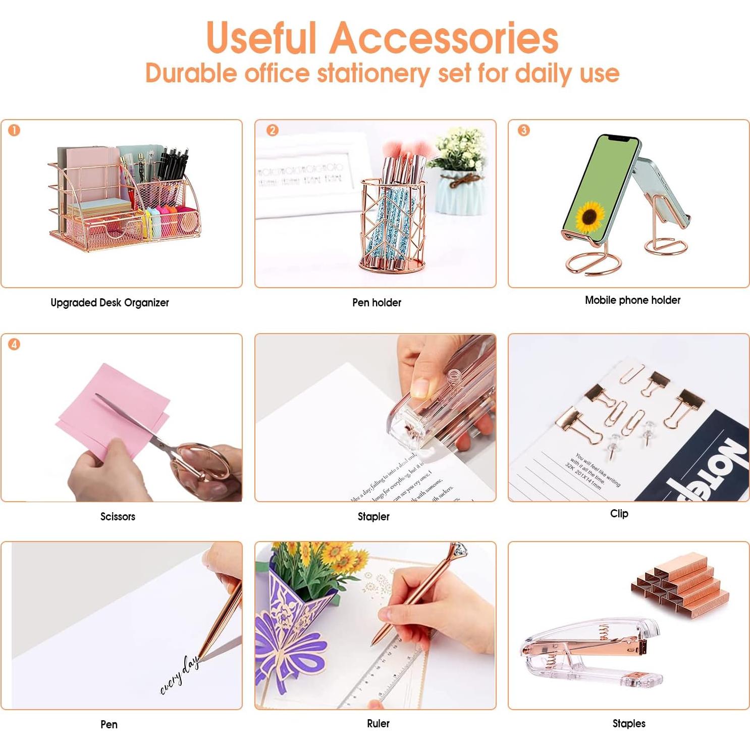 Set de Suministros de Oficina KAAKOW en Oro Rosa - 10 Piezas