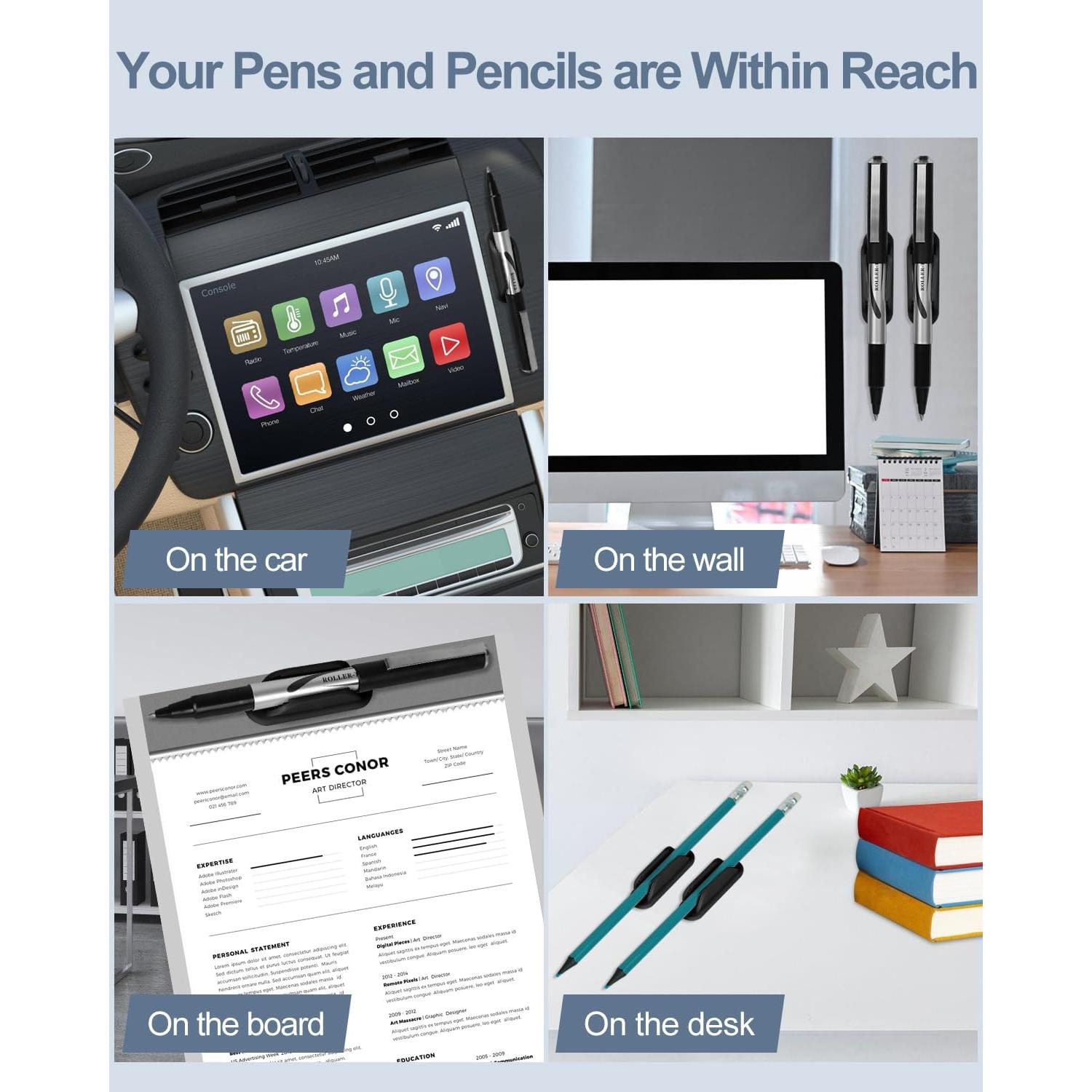 Soportes Adhesivos para Lápices Tiizze - Set de 10 Silicona